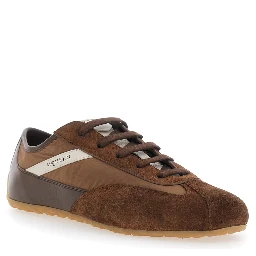 Boxe Brown low top sneakerswith Bicolored Details and Logo Lettering on the Side in Suede for Men