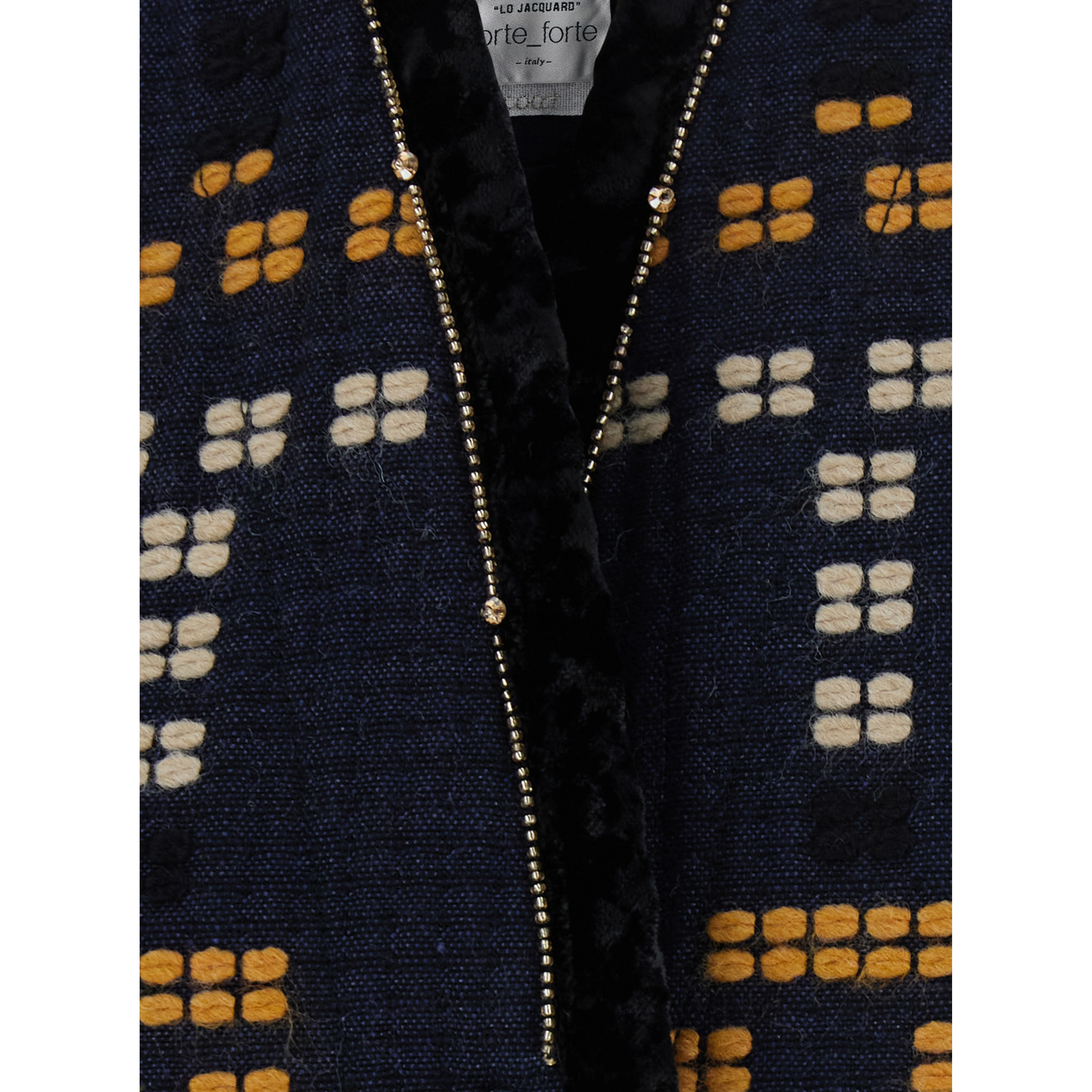 Samarcanda Black Jacket with geometric embroidery with beads in blend cotton for women