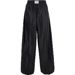 Black Pants with elasticated waist and logo patch on the front in Tech Fabric women