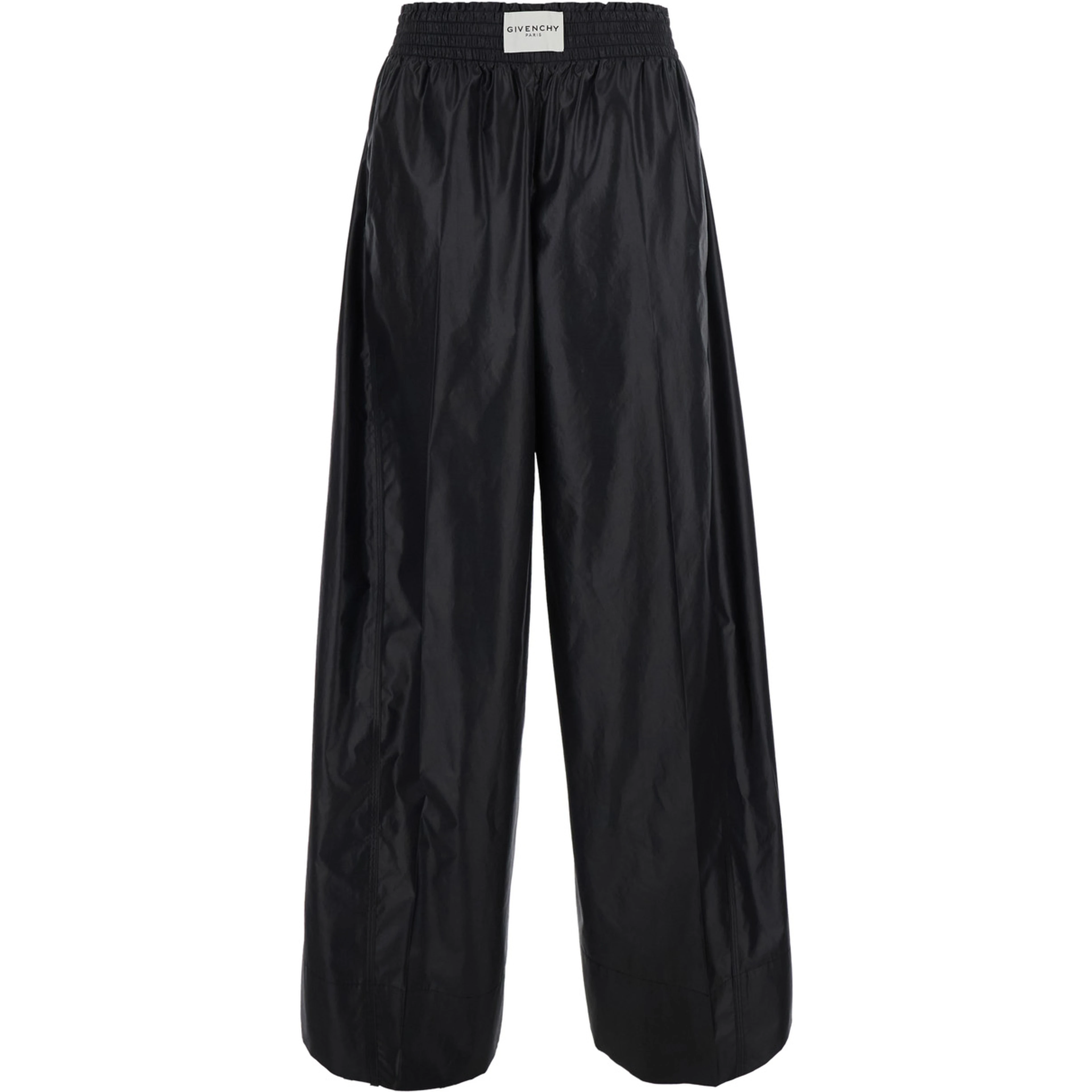 Black Pants with elasticated waist and logo patch on the front in Tech Fabric women