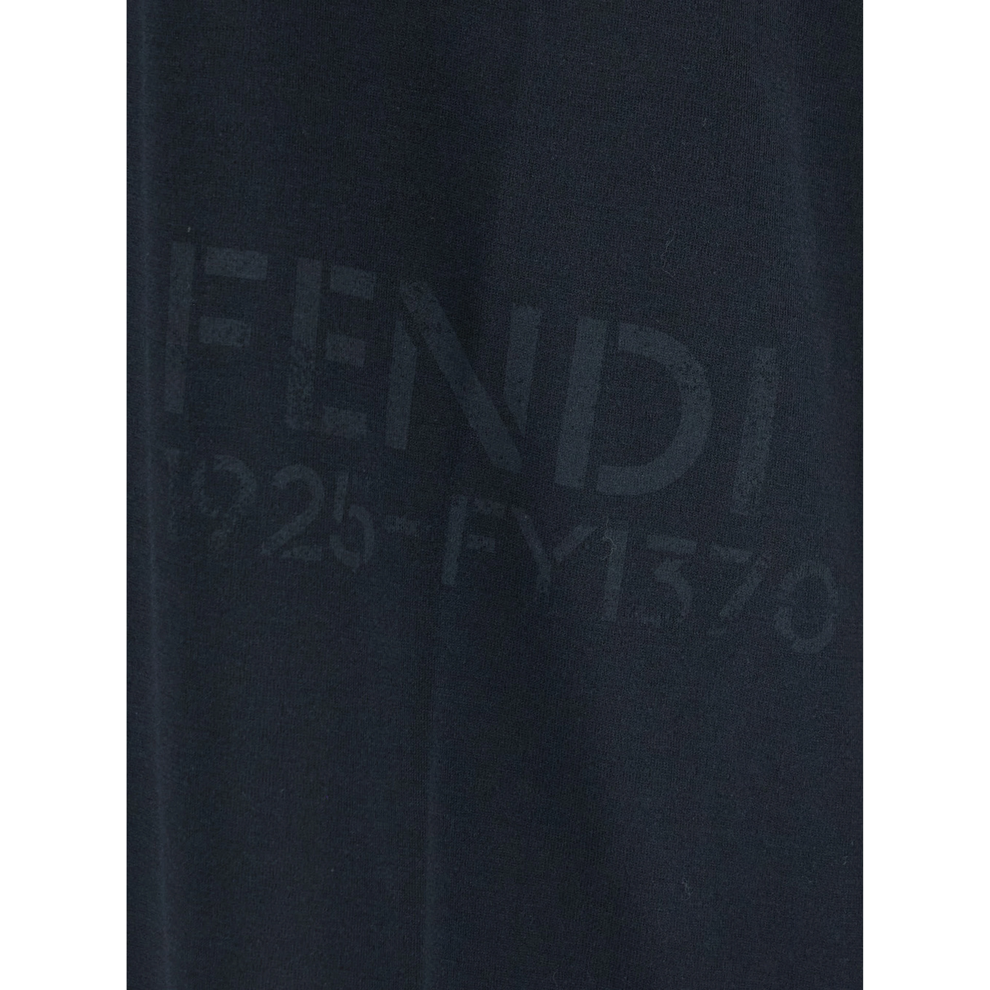 Black T-Shirt with Tone-on-Tone Logo on the Side in Cotton for Men