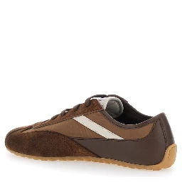 Boxe Brown low top sneakerswith Bicolored Details and Logo Lettering on the Side in Suede for Men