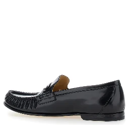 Black Loafers with Rounded Toe in Leather for Men