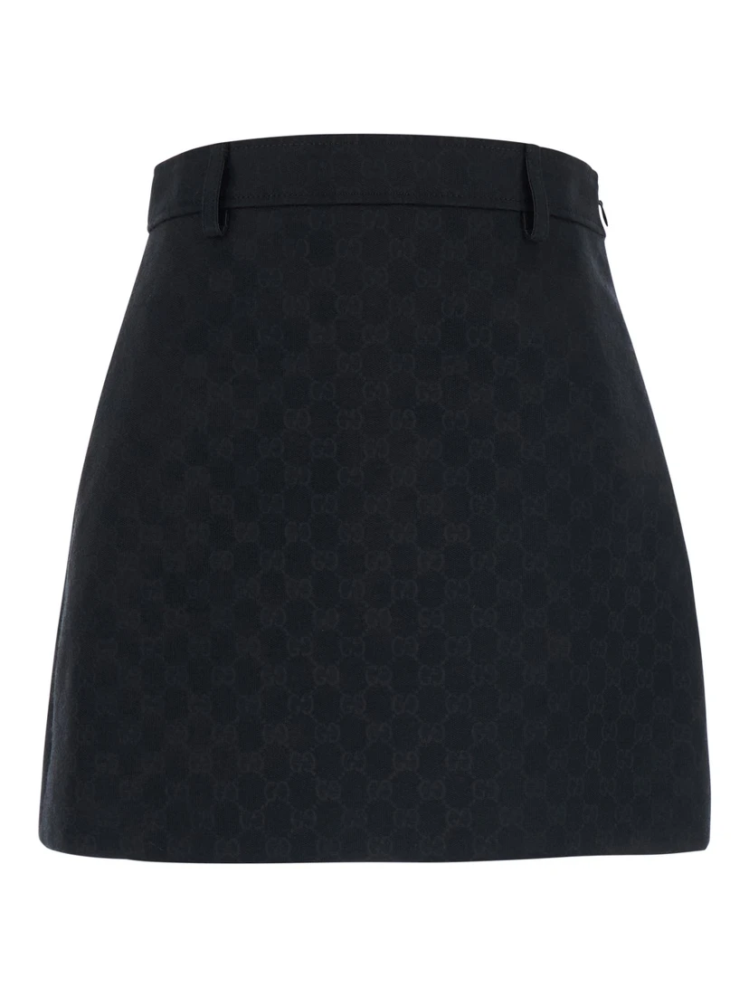 Black Miniskirt with hidden zip closure in Blend GG cotton for women
