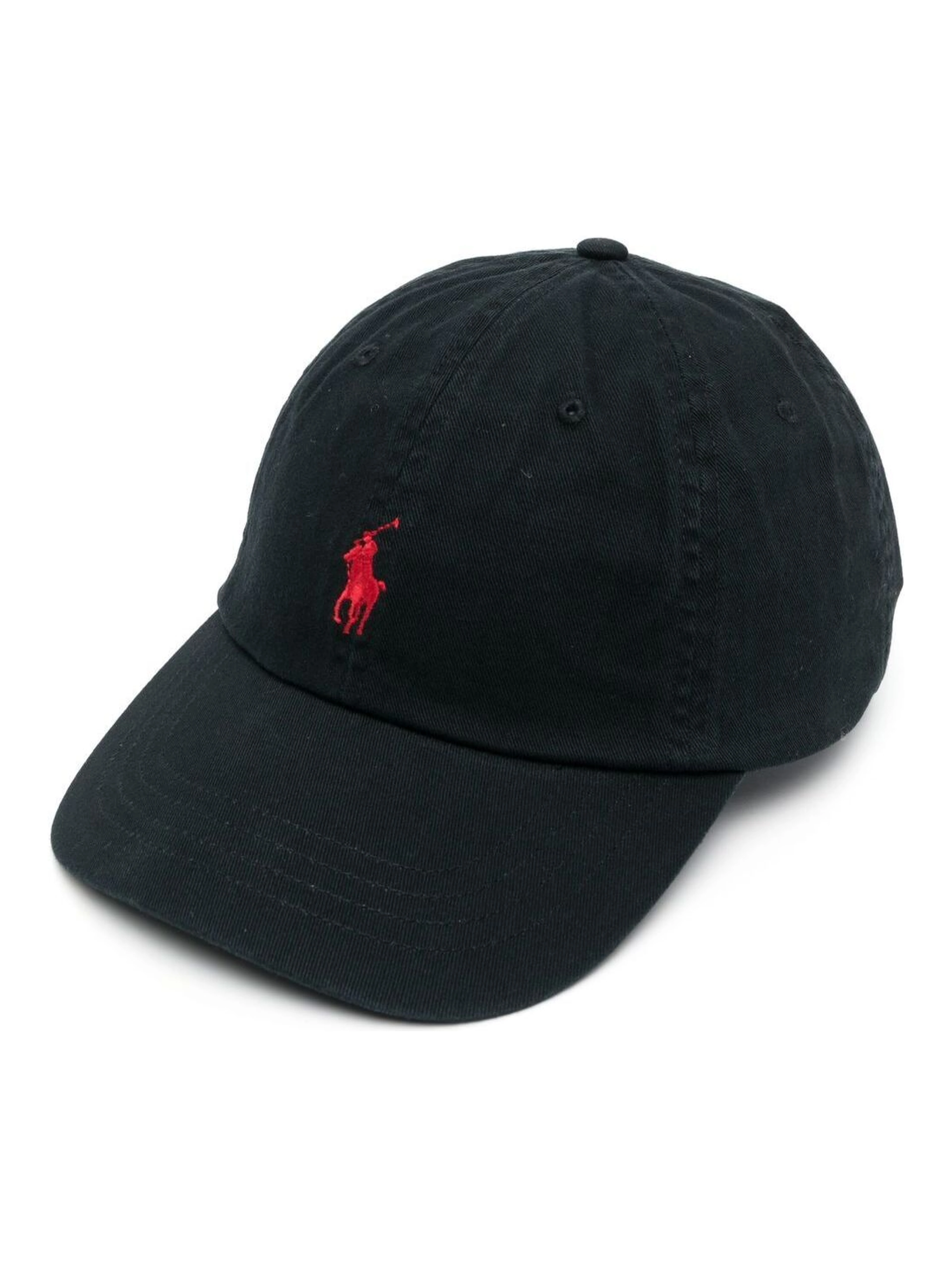 Baseball Cap with Pony Embroidered Logo on the Front in Black Cotton for Men