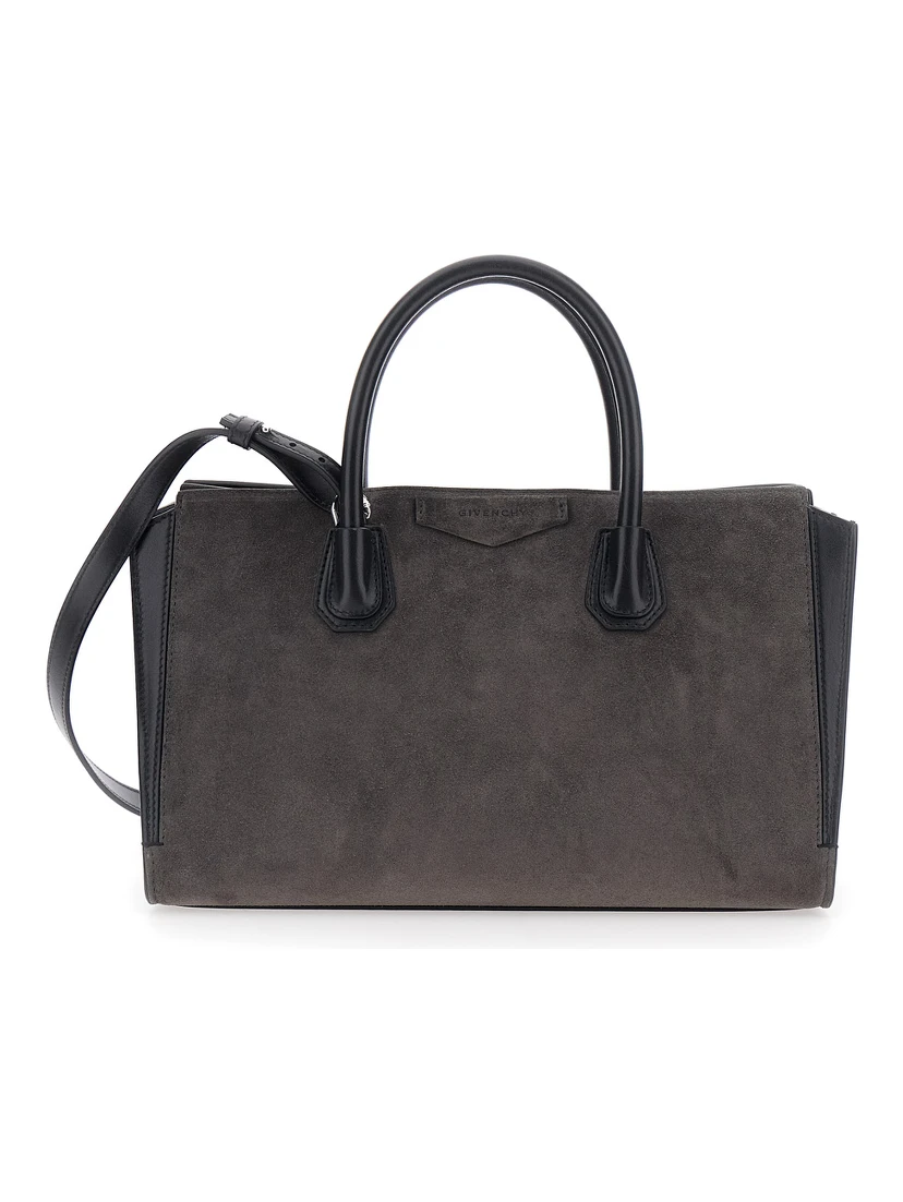 Handbag ANTIGONA SMALL BAG with Handles and Zip Closure in Gray Leather for Women