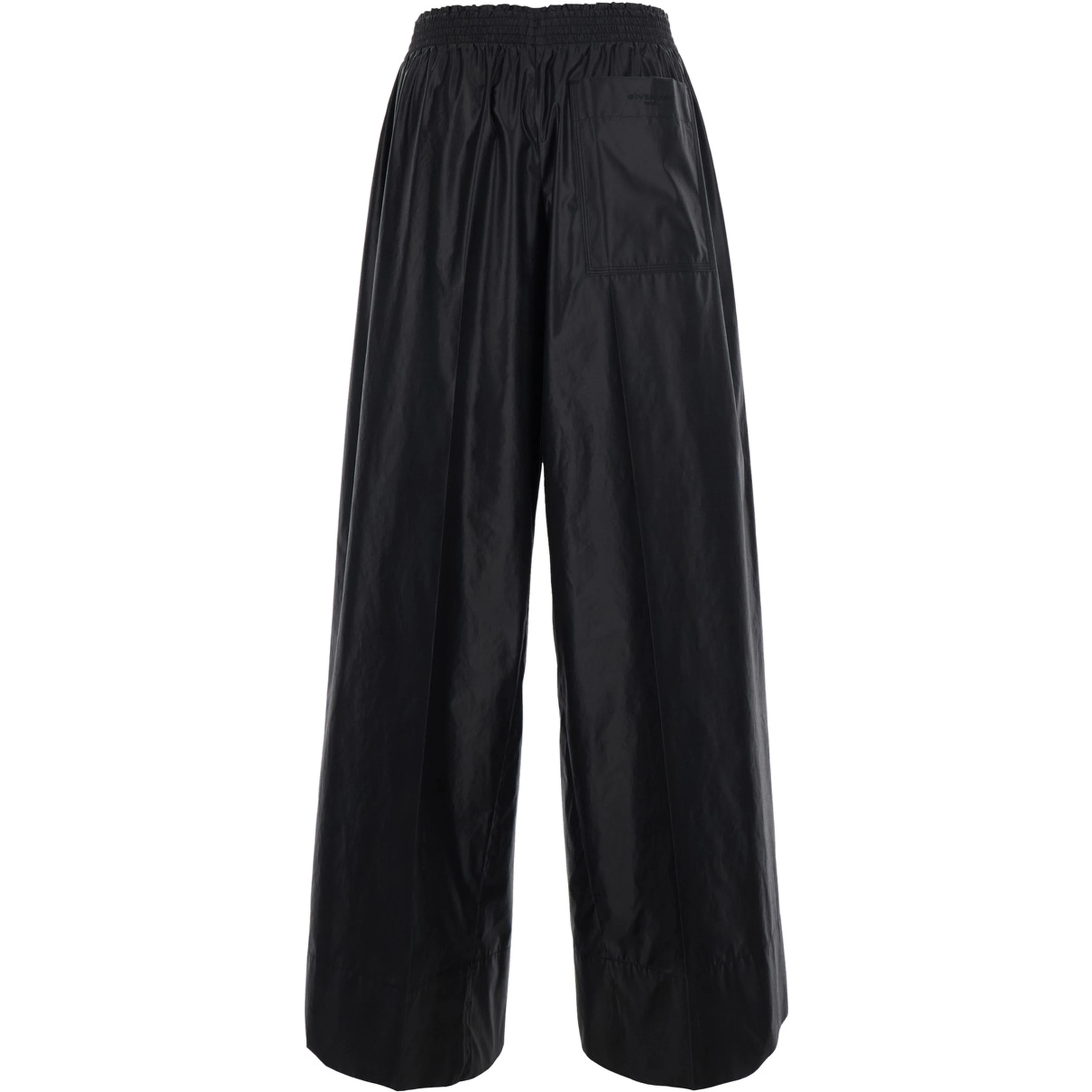 Black Pants with elasticated waist and logo patch on the front in Tech Fabric women