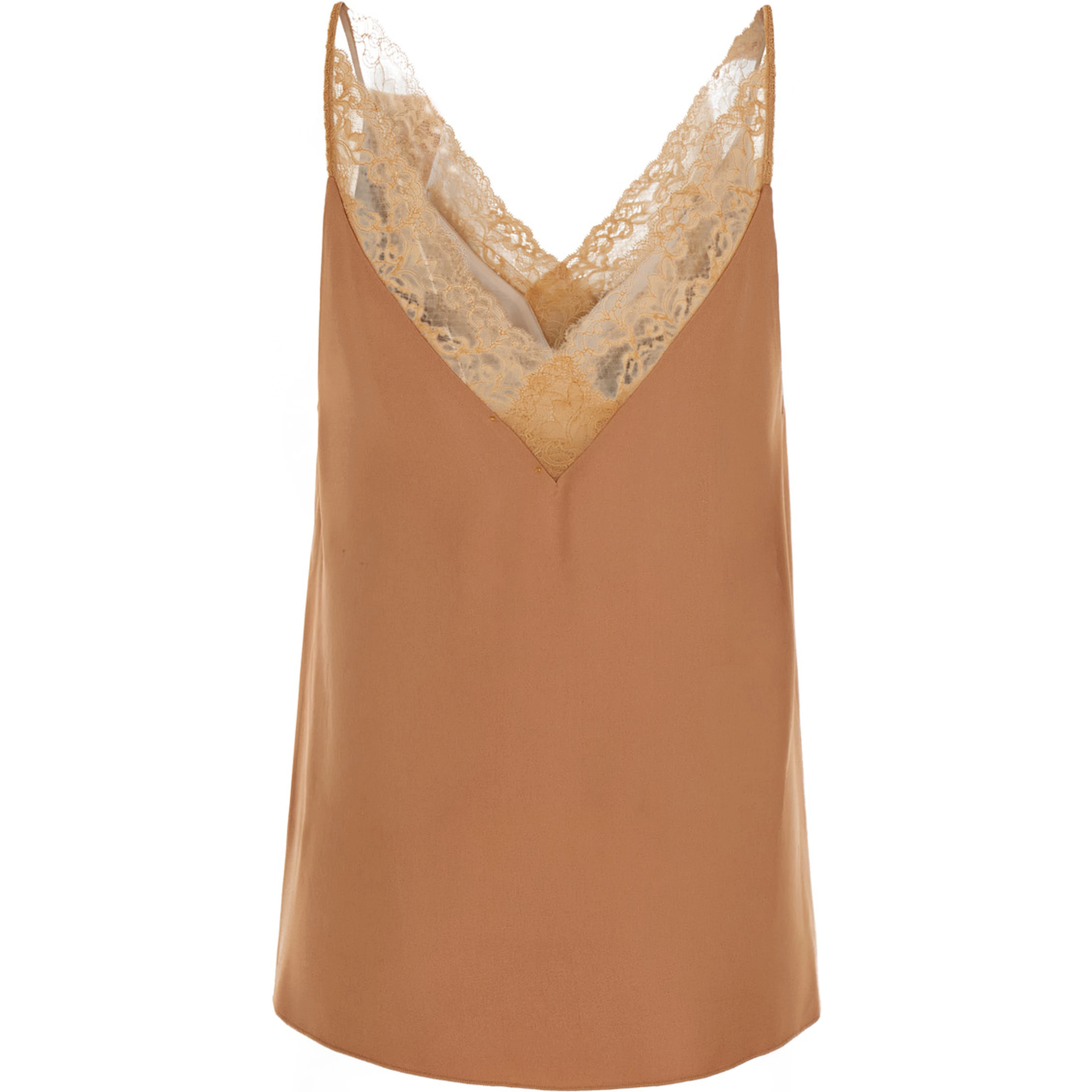 Pink Sleeveless top with V-neck and lace details in Blend viscose for women