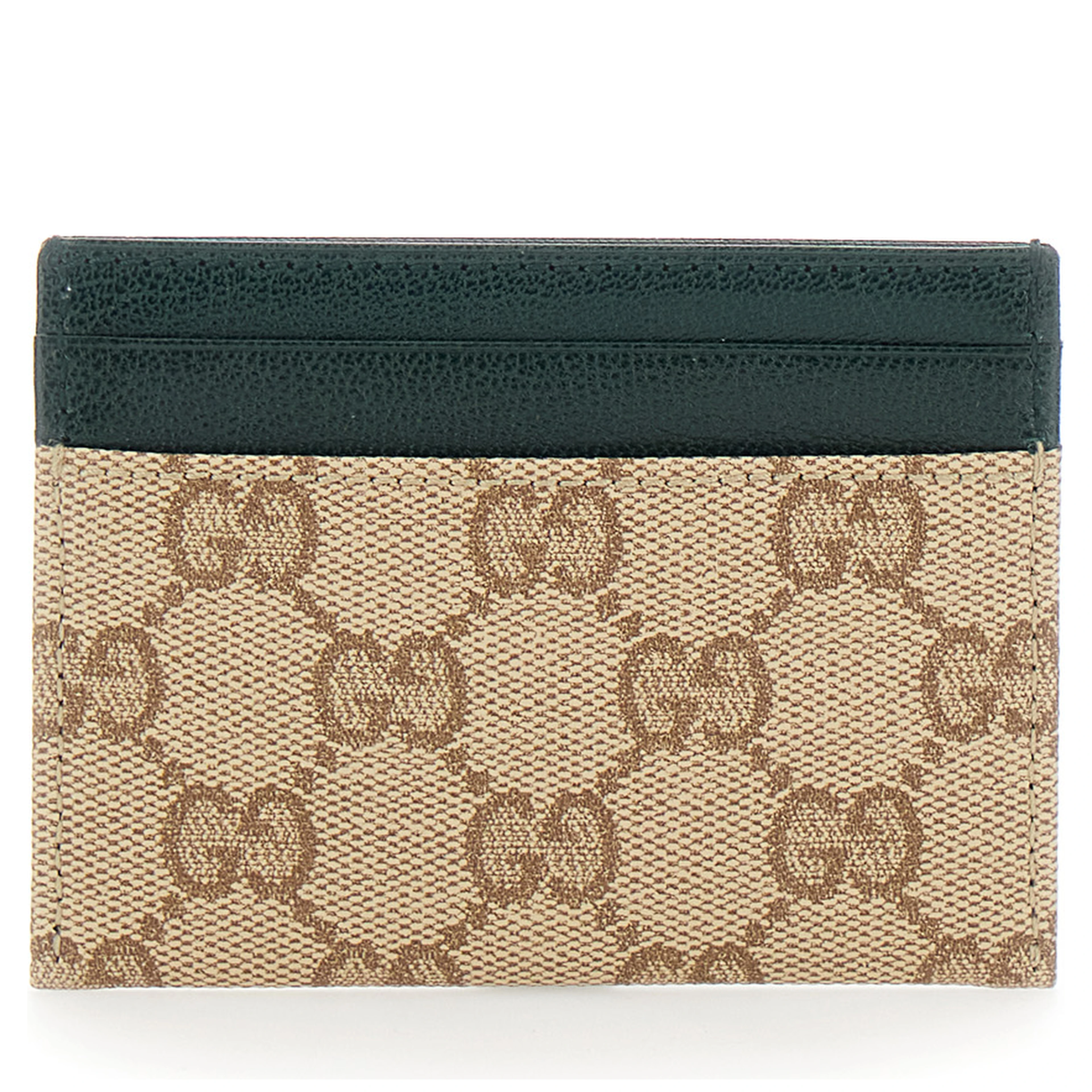Beige Card holder with four card slots in GG canvas and leather for men