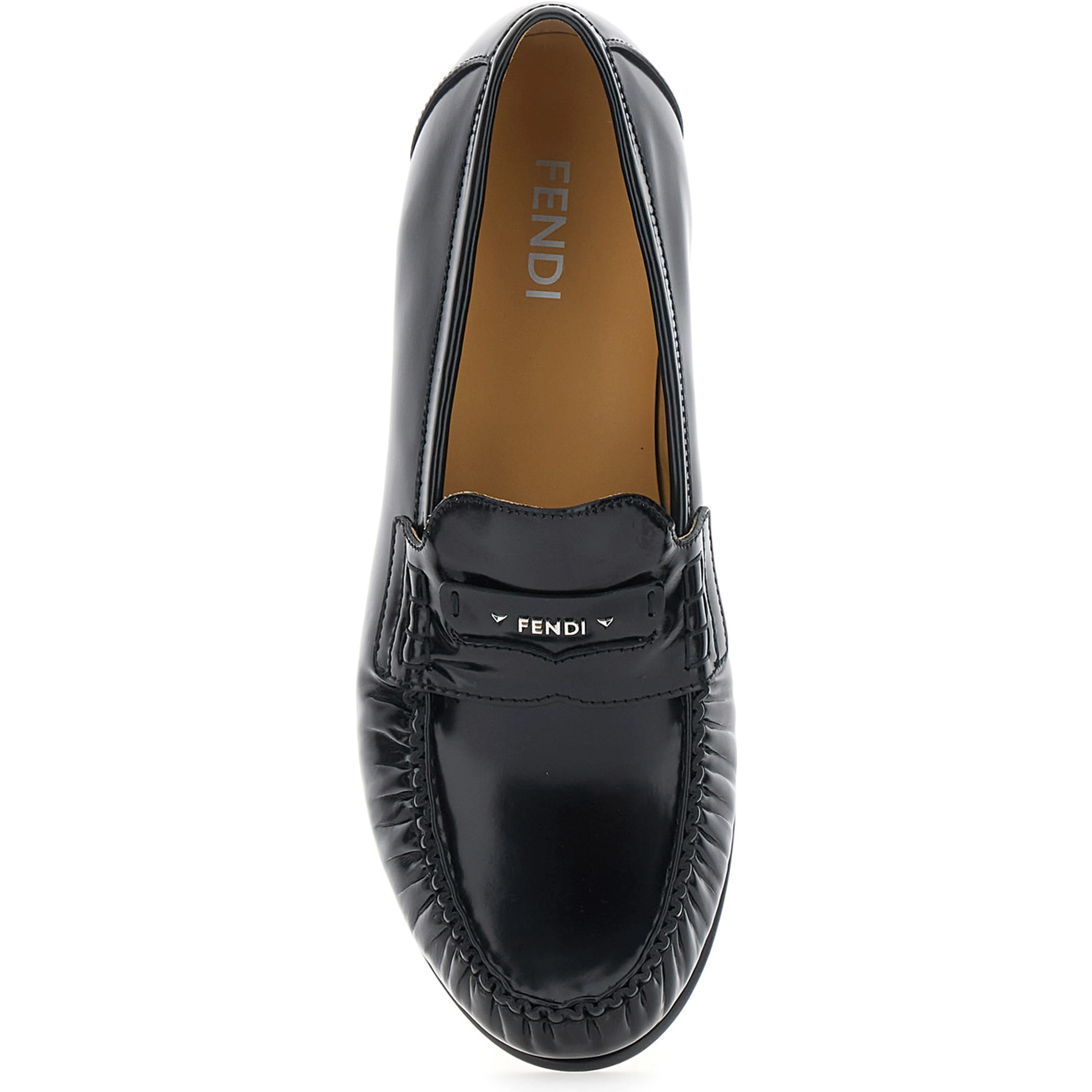 Black Loafers with Rounded Toe in Leather for Men