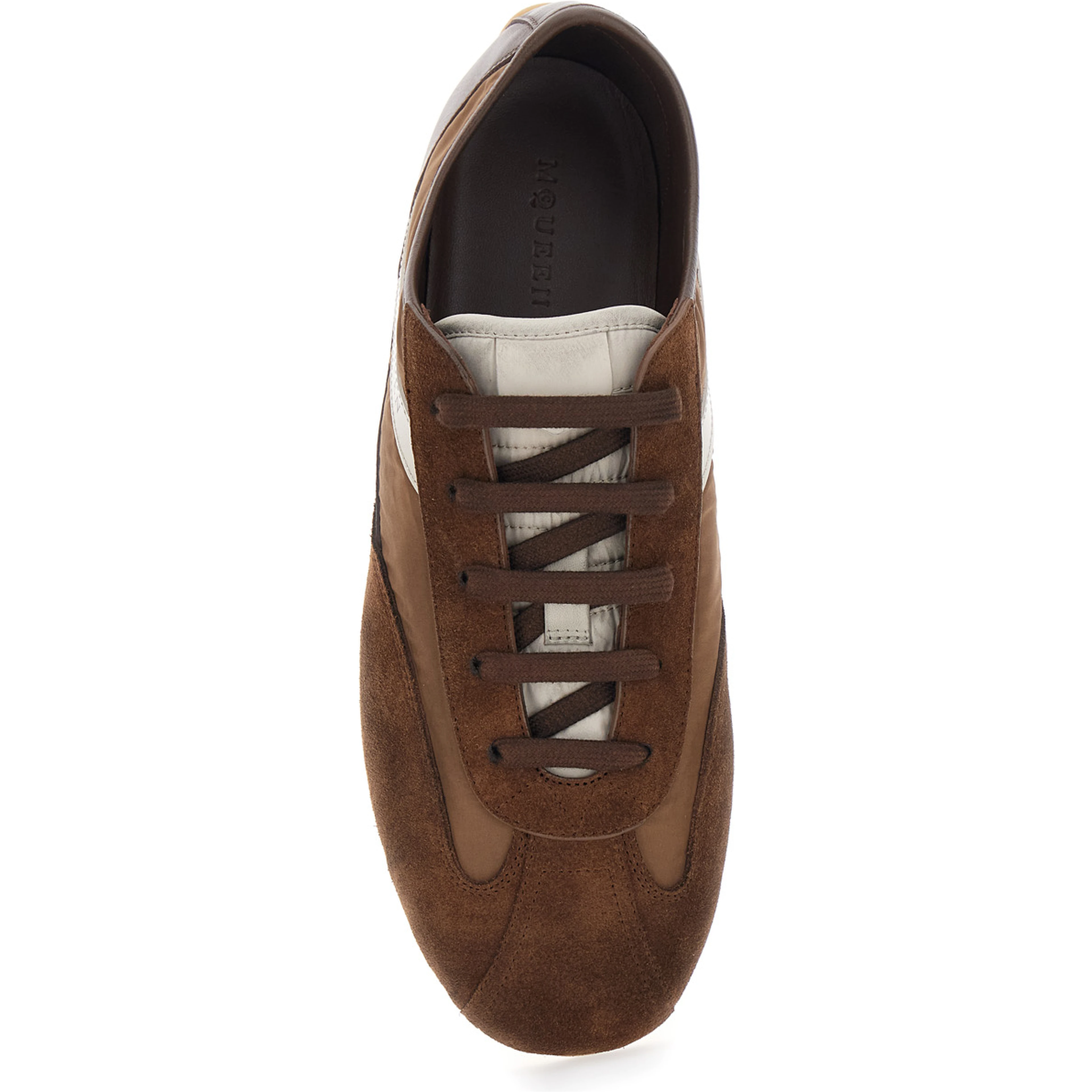 Boxe Brown low top sneakerswith Bicolored Details and Logo Lettering on the Side in Suede for Men