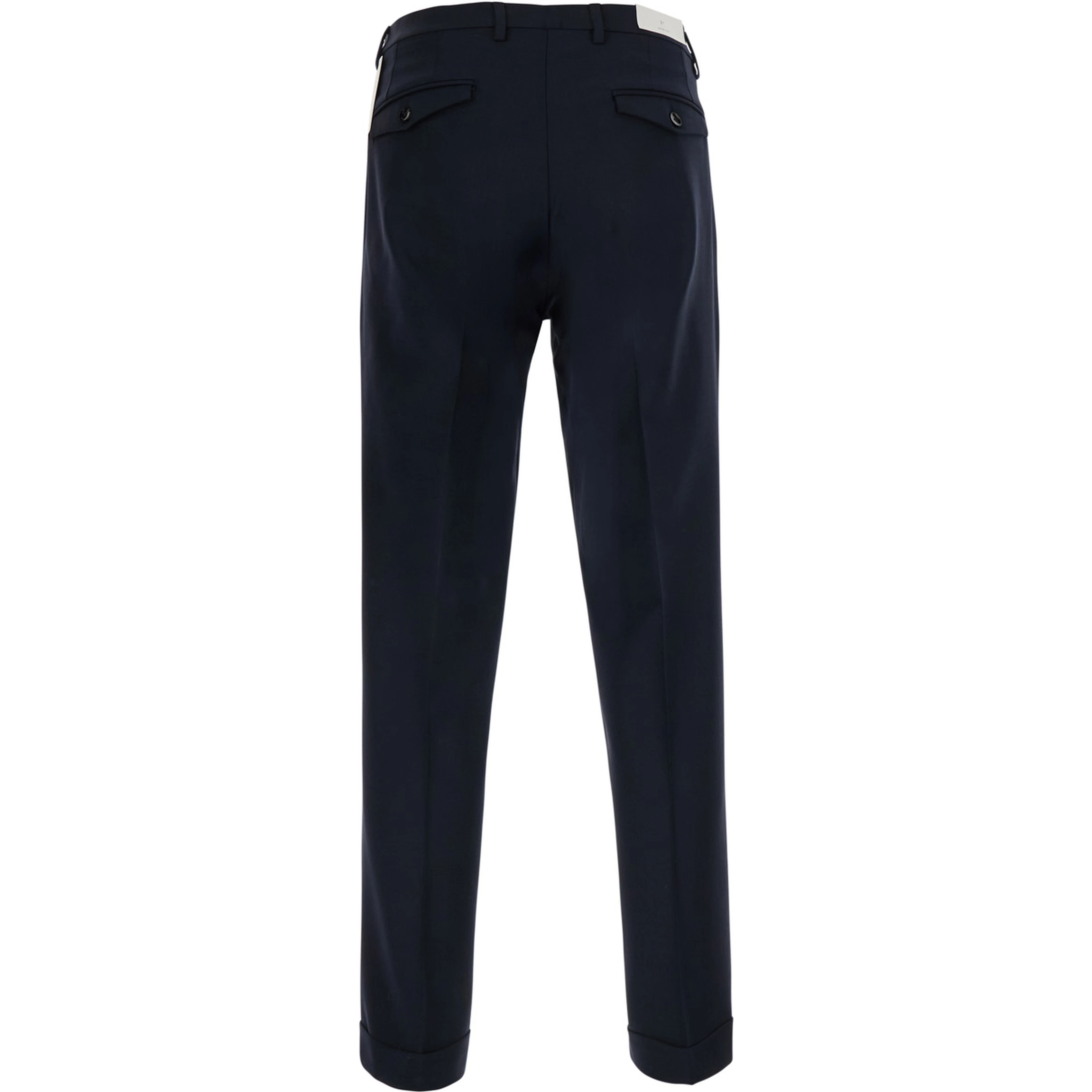 Blue Pants with Cuff Hem and Double Pleat on the Front in Wool Blend for Men