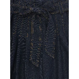 Grey Pants with Front Belt and Wide Leg in Denim Girl