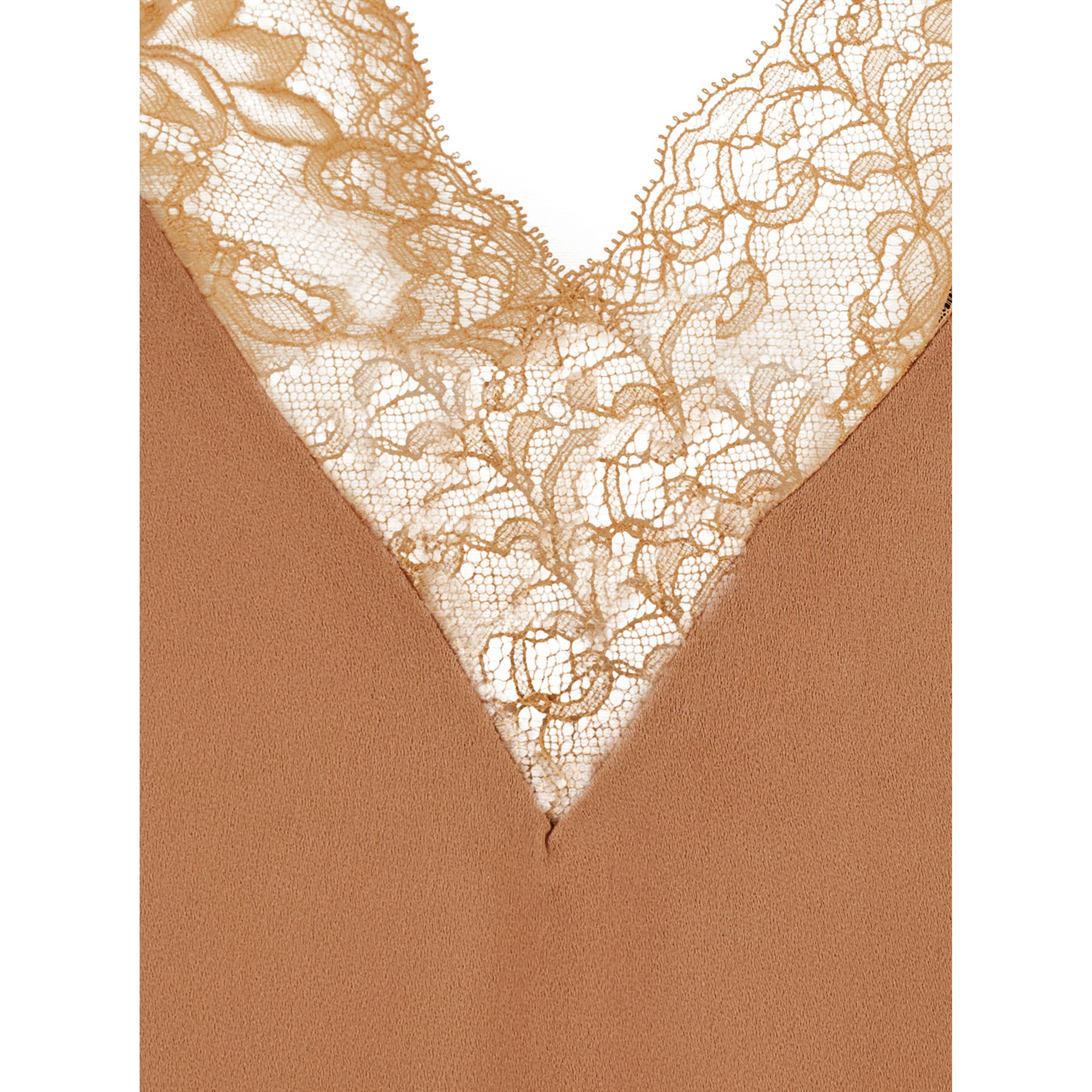 Pink Sleeveless top with V-neck and lace details in Blend viscose for women
