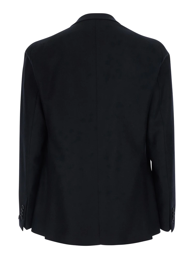 Montecarlo Black double-breasted jacket with Peak revers and pin on the front in wool for men alternative