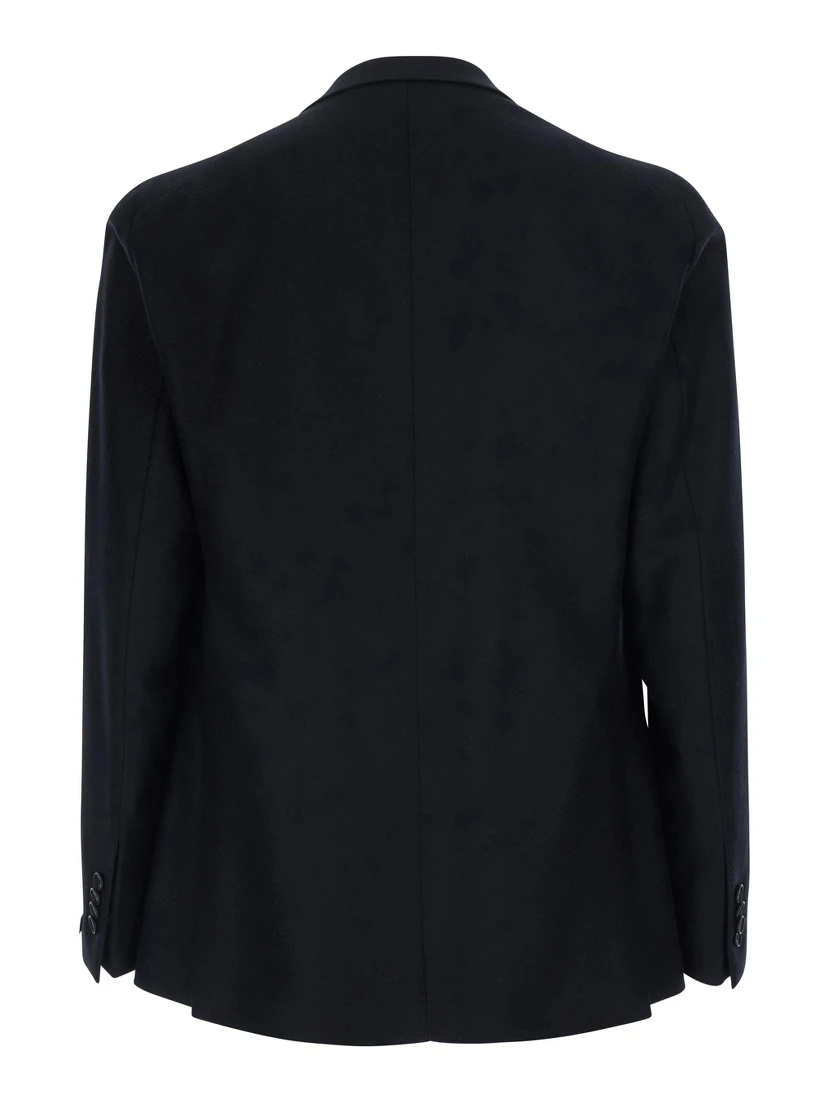 Montecarlo Black double-breasted jacket with Peak revers and pin on the front in wool for men