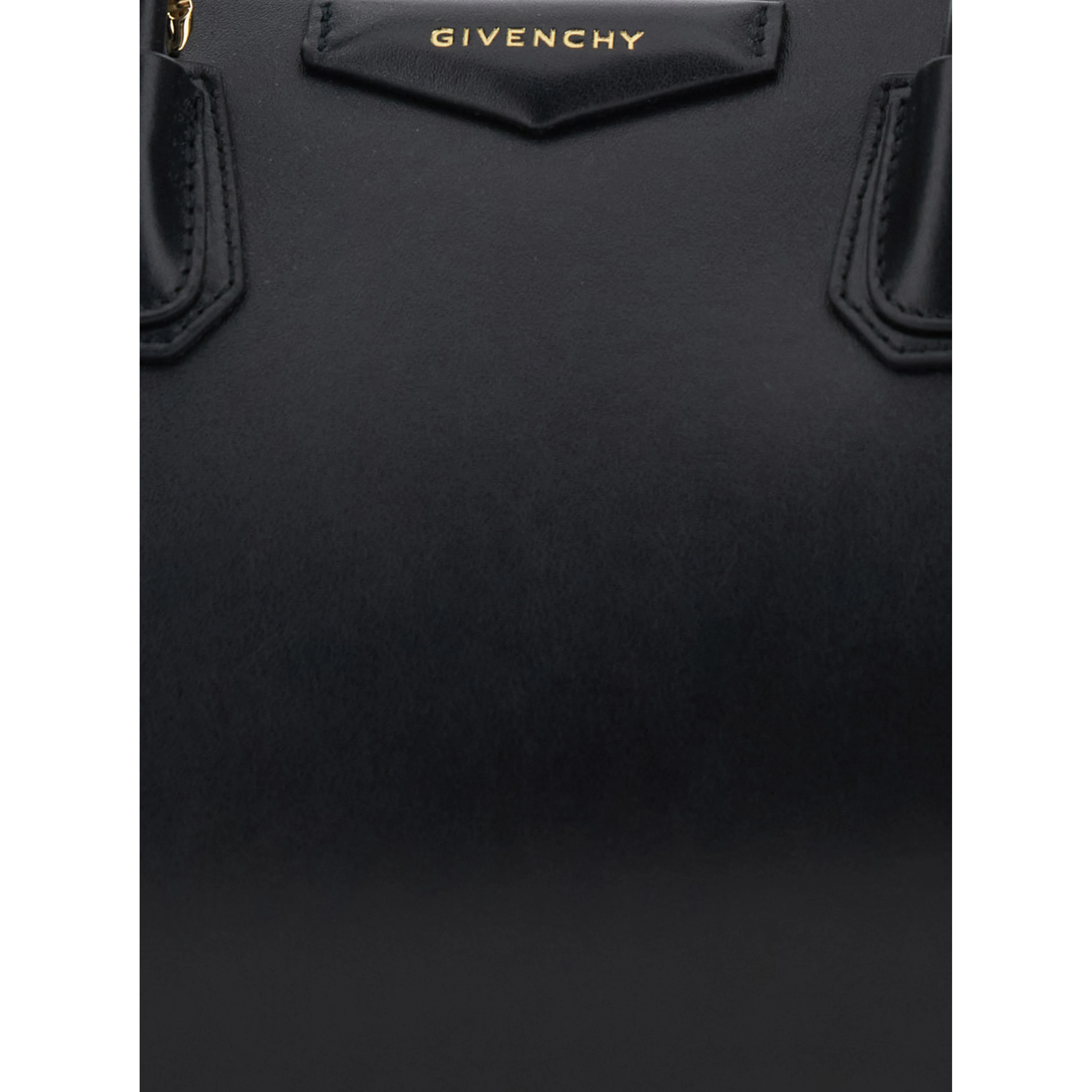 Handbag with Logo Detail on the Front in Black Leather for Women
