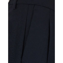 Blue Pants with Cuff Hem and Double Pleat on the Front in Wool Blend for Men