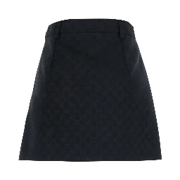 Black Miniskirt with hidden zip closure in Blend GG cotton for women