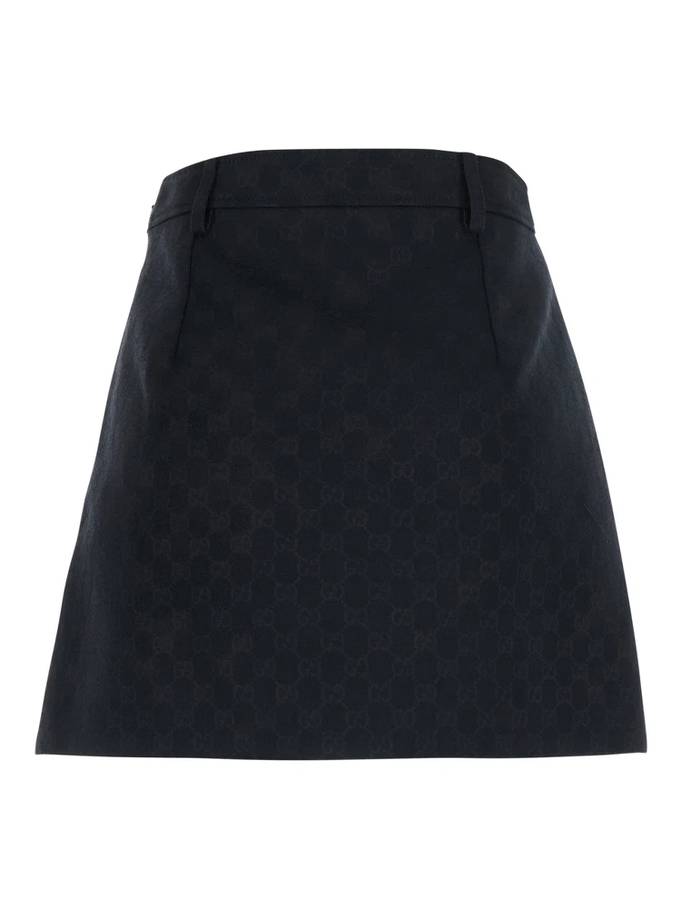 Black Miniskirt with hidden zip closure in Blend GG cotton for women alternative