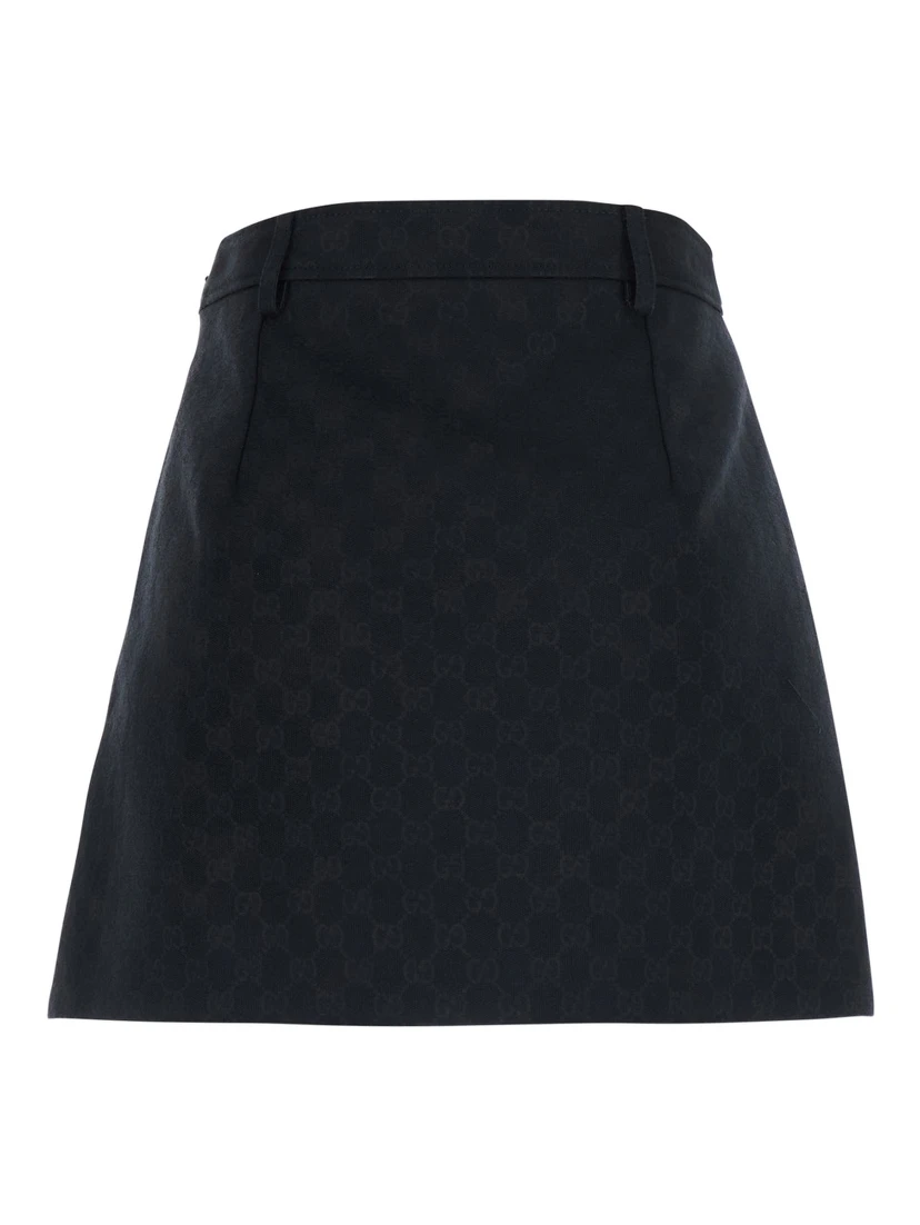 Black Miniskirt with hidden zip closure in Blend GG cotton for women