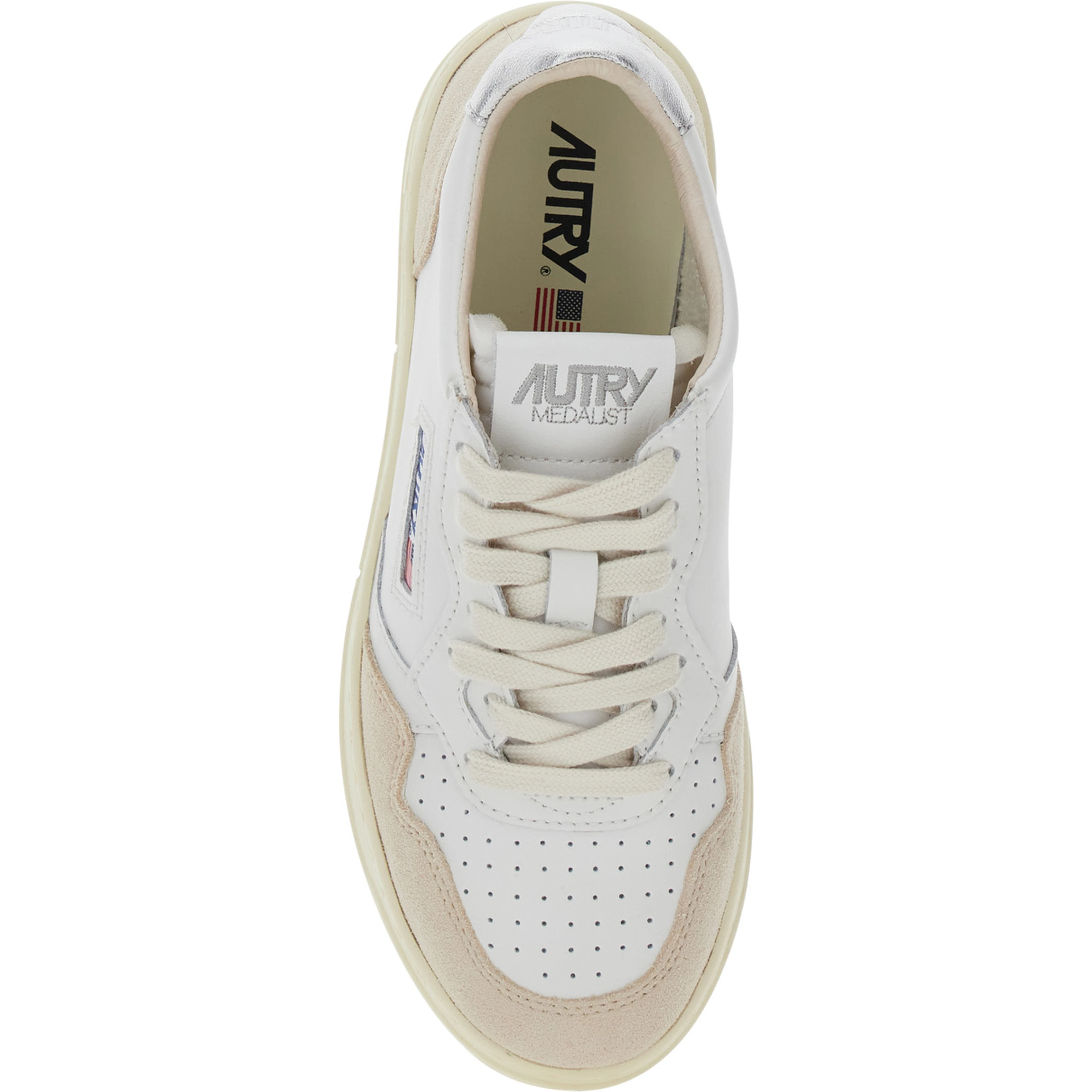 Sneaker Medalist Low Top with Logo Patch on Tongue and Side in White Leather for Women