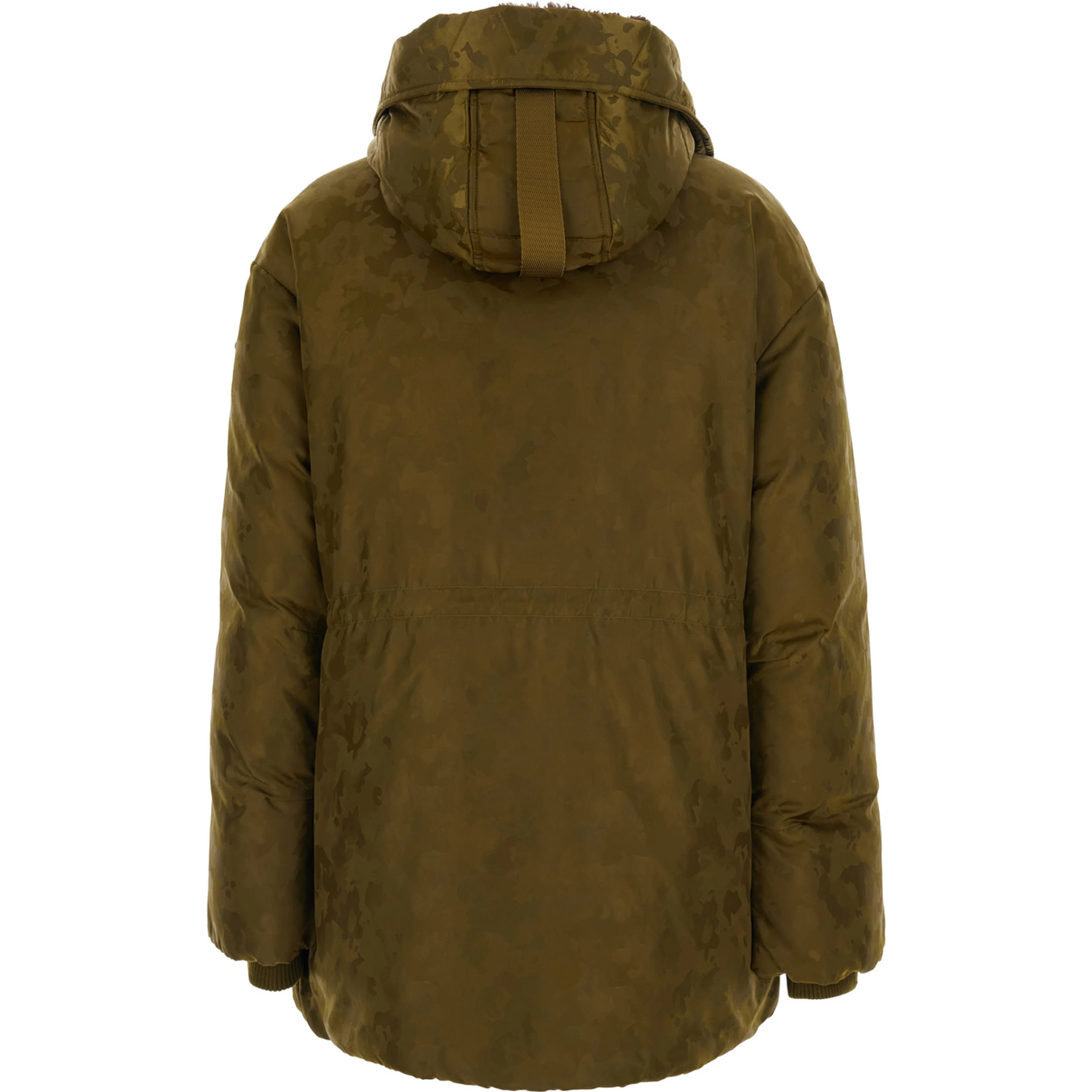 Green Hooded Parka with Patch pockets and straps in Tech Fabric Women