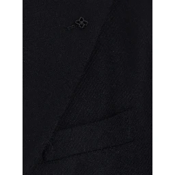 Montecarlo Black double-breasted jacket with Peak revers and pin on the front in wool for men