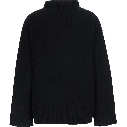 Boyfriend Turtleneck Sweater with high collar and long sleeves in black cashmere for women