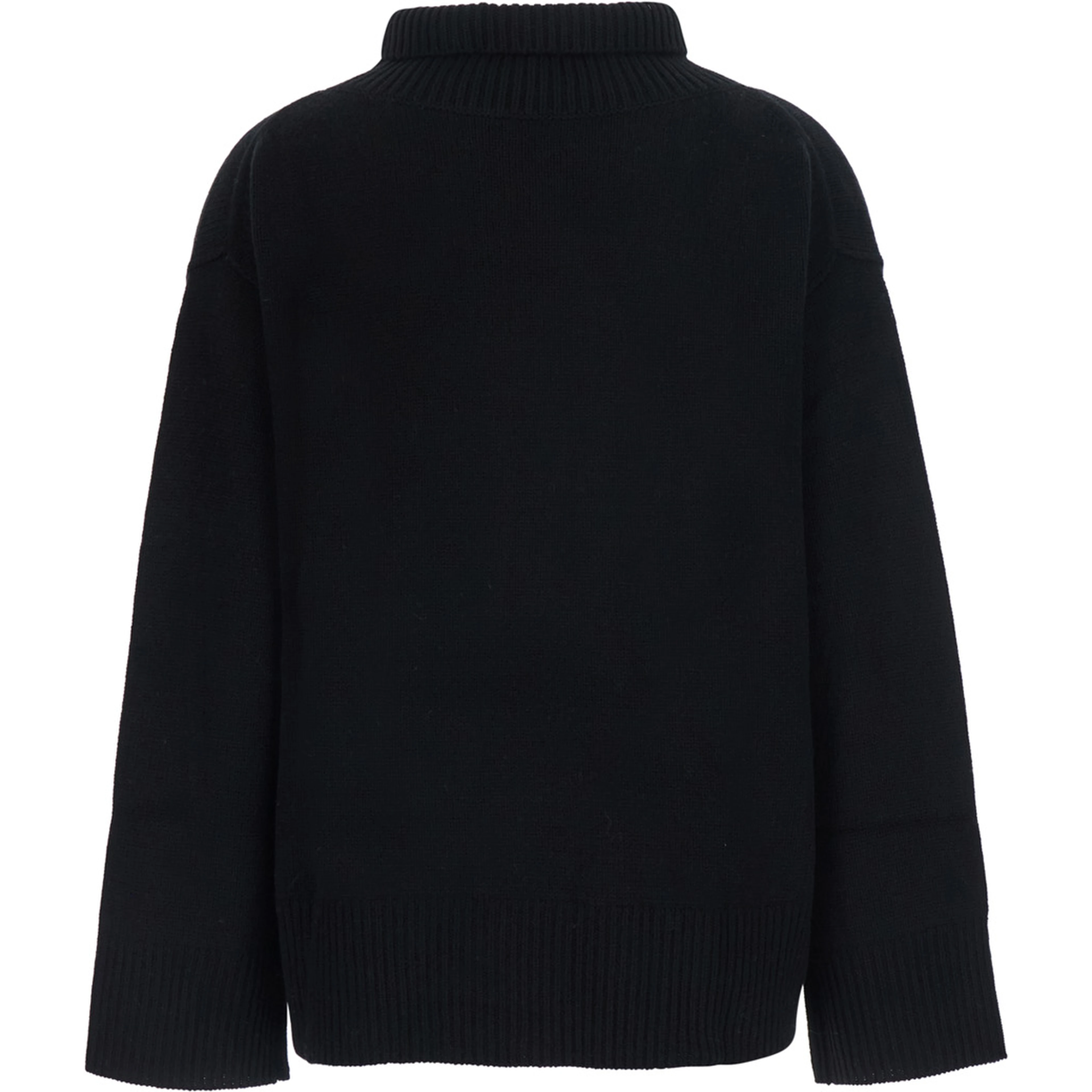 Boyfriend Turtleneck Sweater with high collar and long sleeves in black cashmere for women