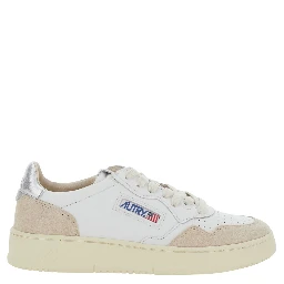 Sneaker Medalist Low Top with Logo Patch on Tongue and Side in White Leather for Women