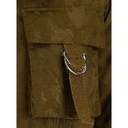 Green Hooded Parka with Patch pockets and straps in Tech Fabric Women