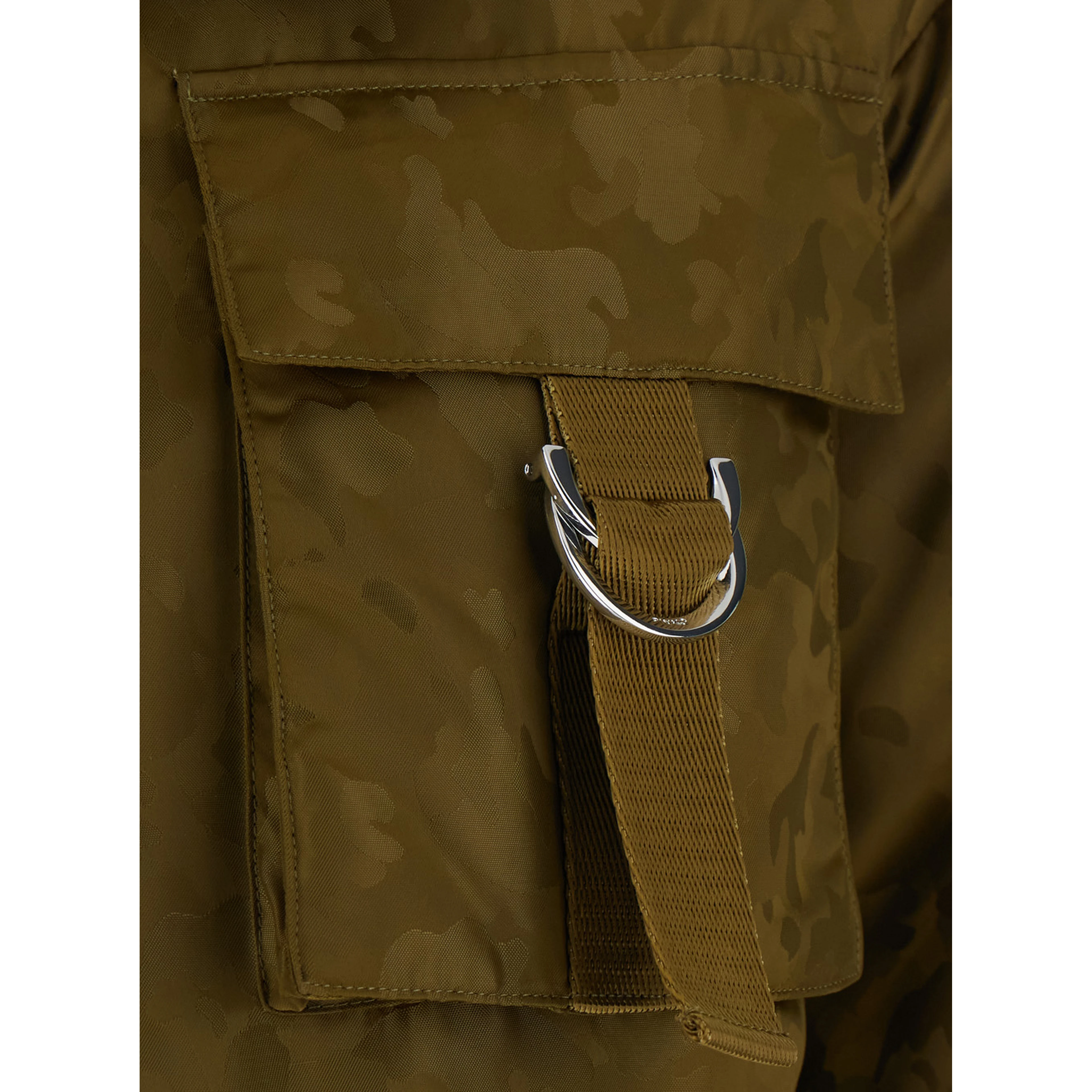 Green Hooded Parka with Patch pockets and straps in Tech Fabric Women