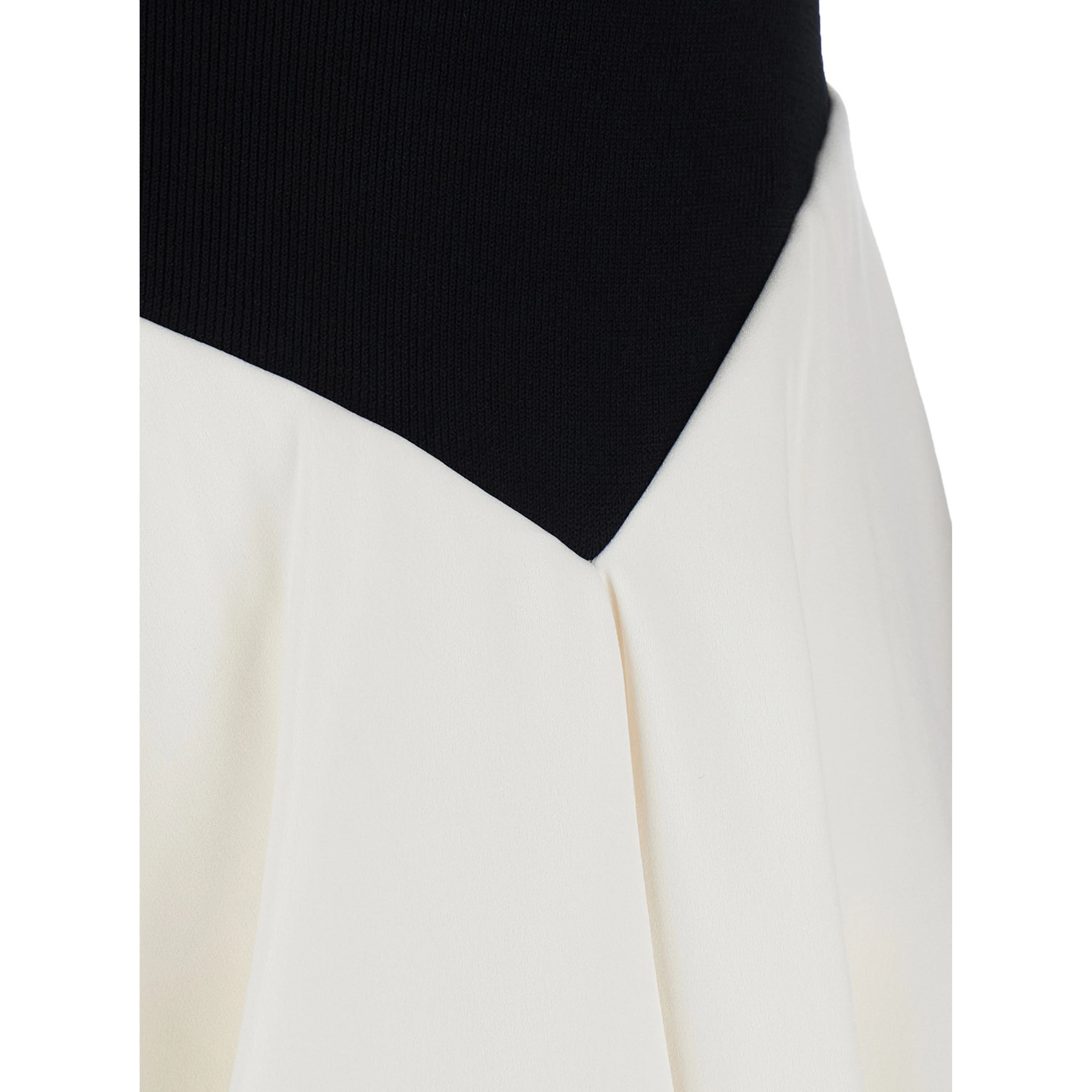 Black and white Long Dress with asymmetrical design skirt in Blend wool women