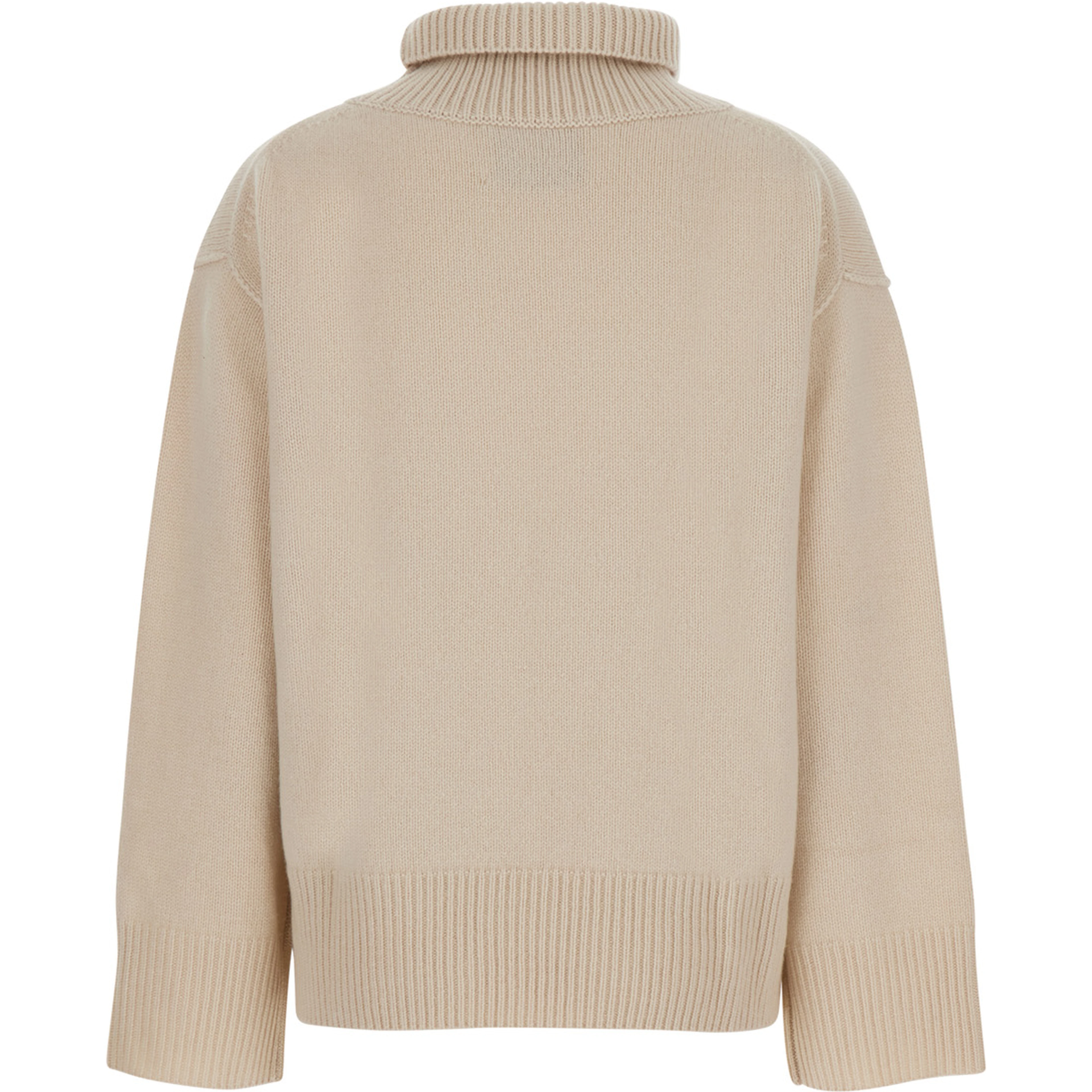 Boyfriend Turtleneck Sweater with High Neck and Long Sleeves in Beige Cashmere for Women