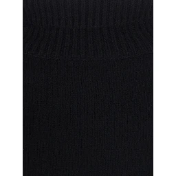 Boyfriend Turtleneck Sweater with high collar and long sleeves in black cashmere for women