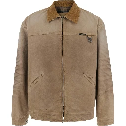 beige Workwear jacket with reversible design and lived-in effect in cotton for men