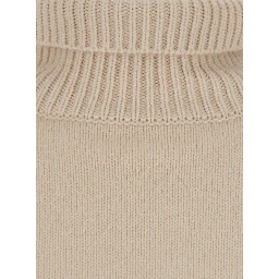 Boyfriend Turtleneck Sweater with High Neck and Long Sleeves in Beige Cashmere for Women
