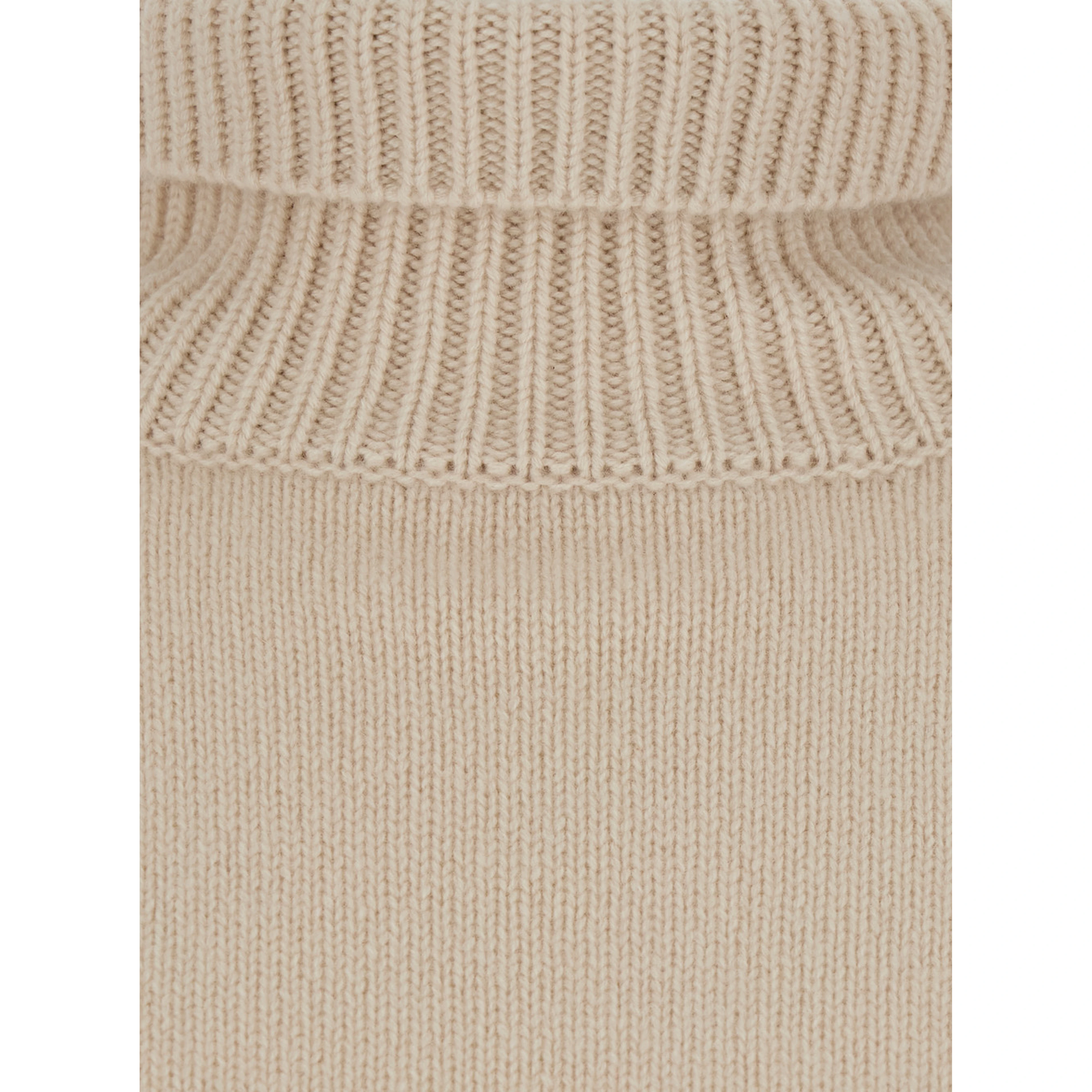 Boyfriend Turtleneck Sweater with High Neck and Long Sleeves in Beige Cashmere for Women