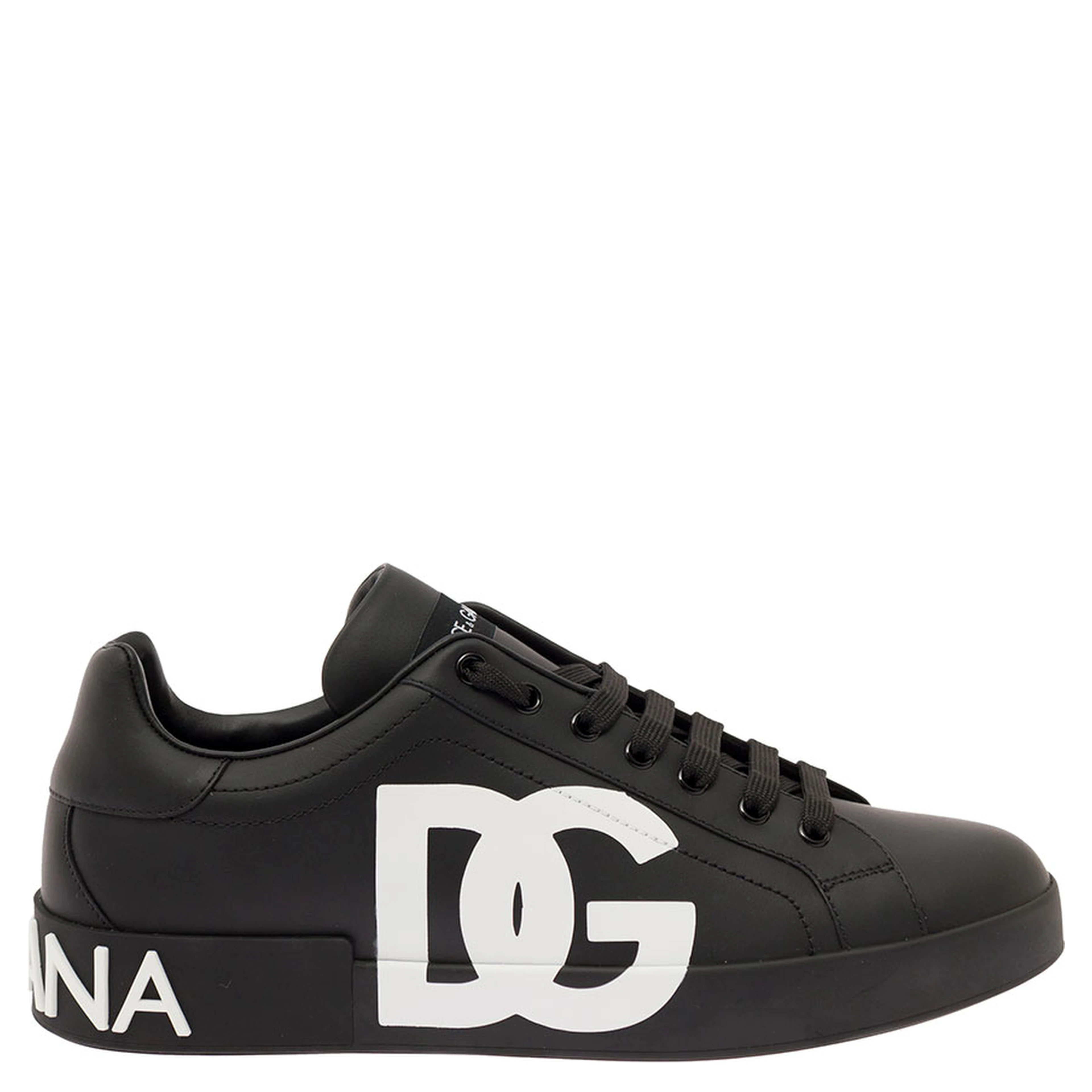 Portofino Sneakers in White and Black Leather for Men