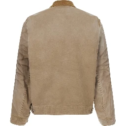 beige Workwear jacket with reversible design and lived-in effect in cotton for men