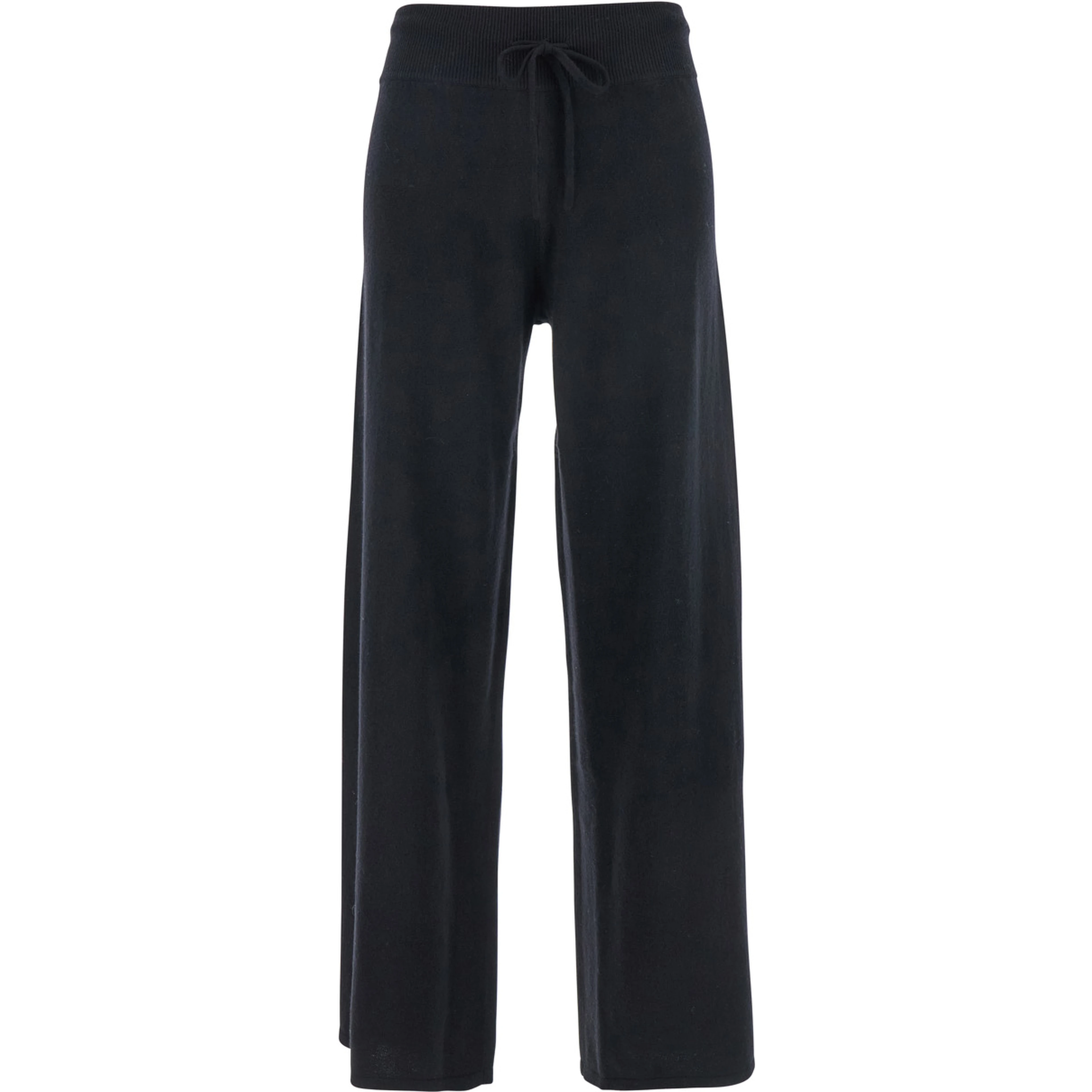 Pants Sofi with elasticated waist and wide leg in black cashmere for women