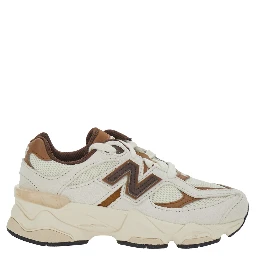 Beige Low-top sneakers with logo patch on the side and perforated design in leather and fabric Boy