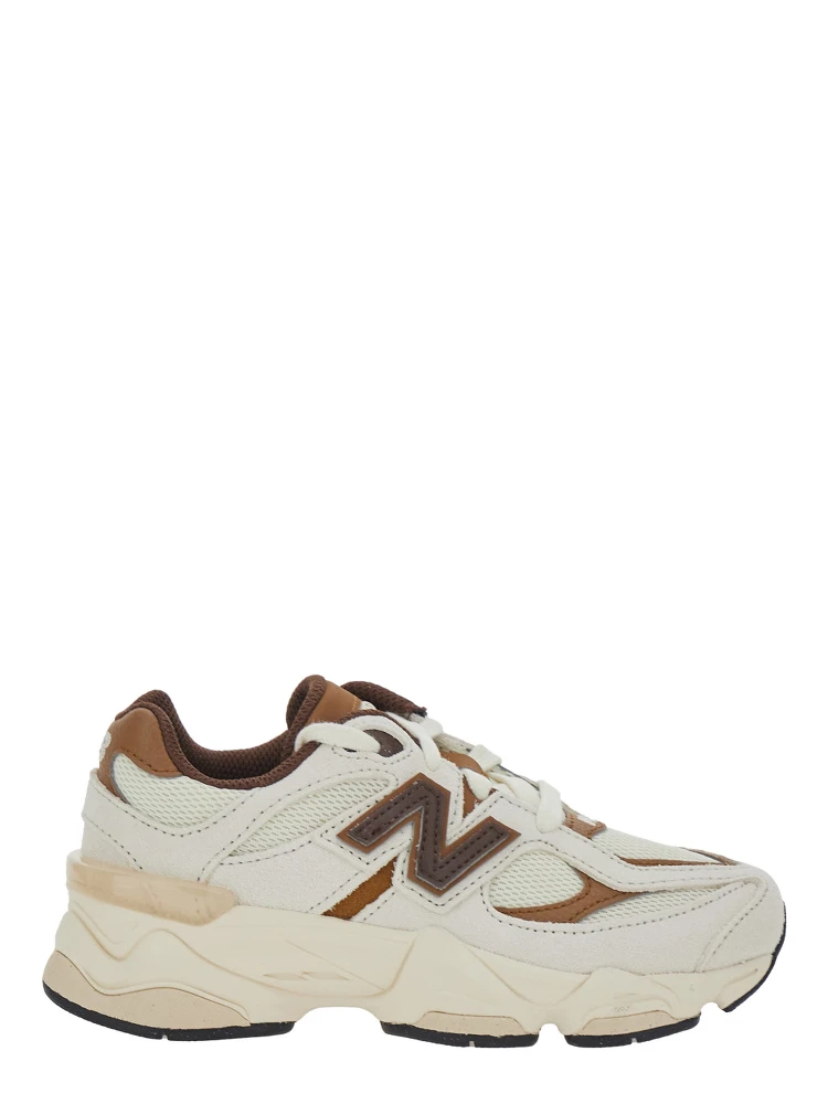 Beige Low-top sneakers with logo patch on the side and perforated design in leather and fabric Boy