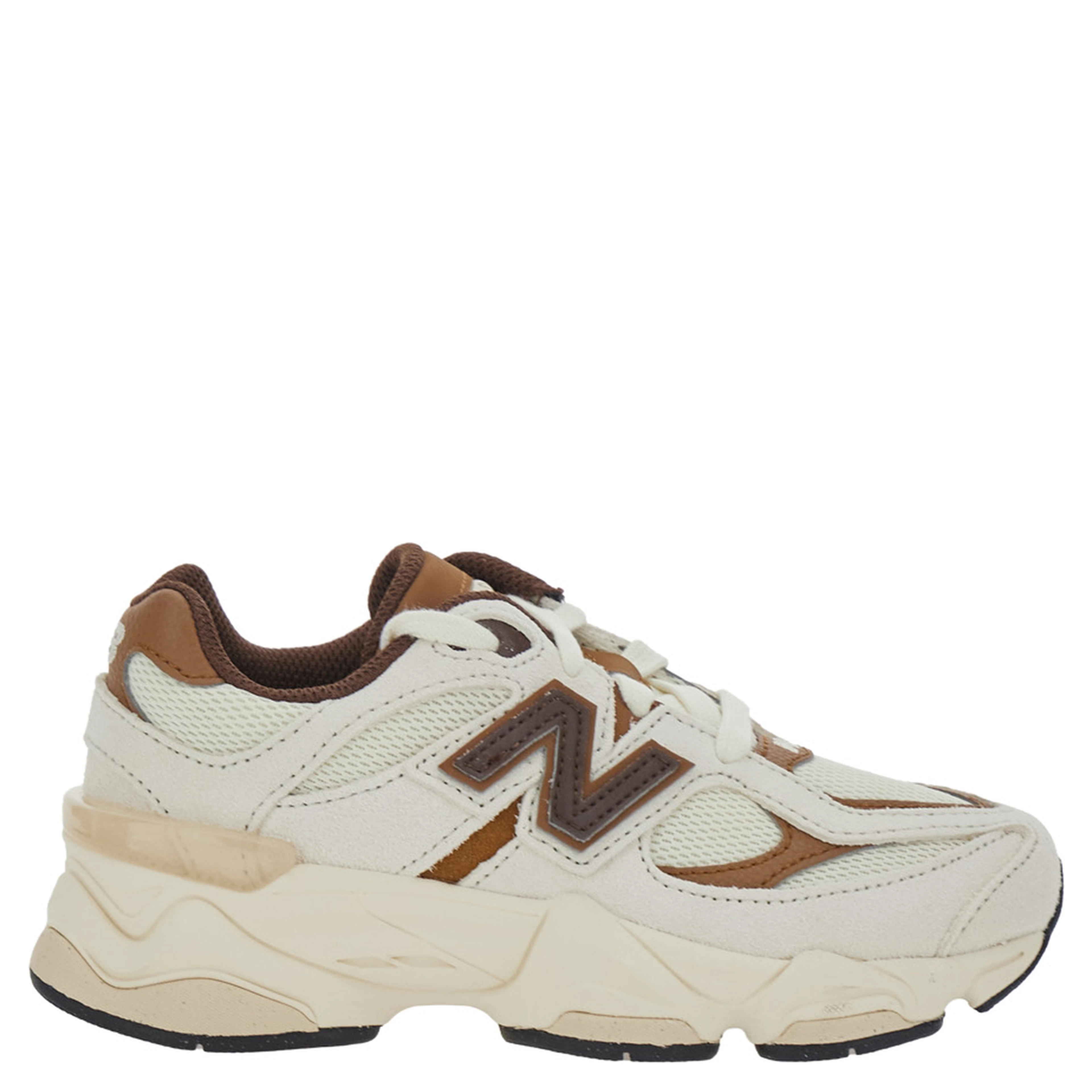 Beige Low-top sneakers with logo patch on the side and perforated design in leather and fabric Boy