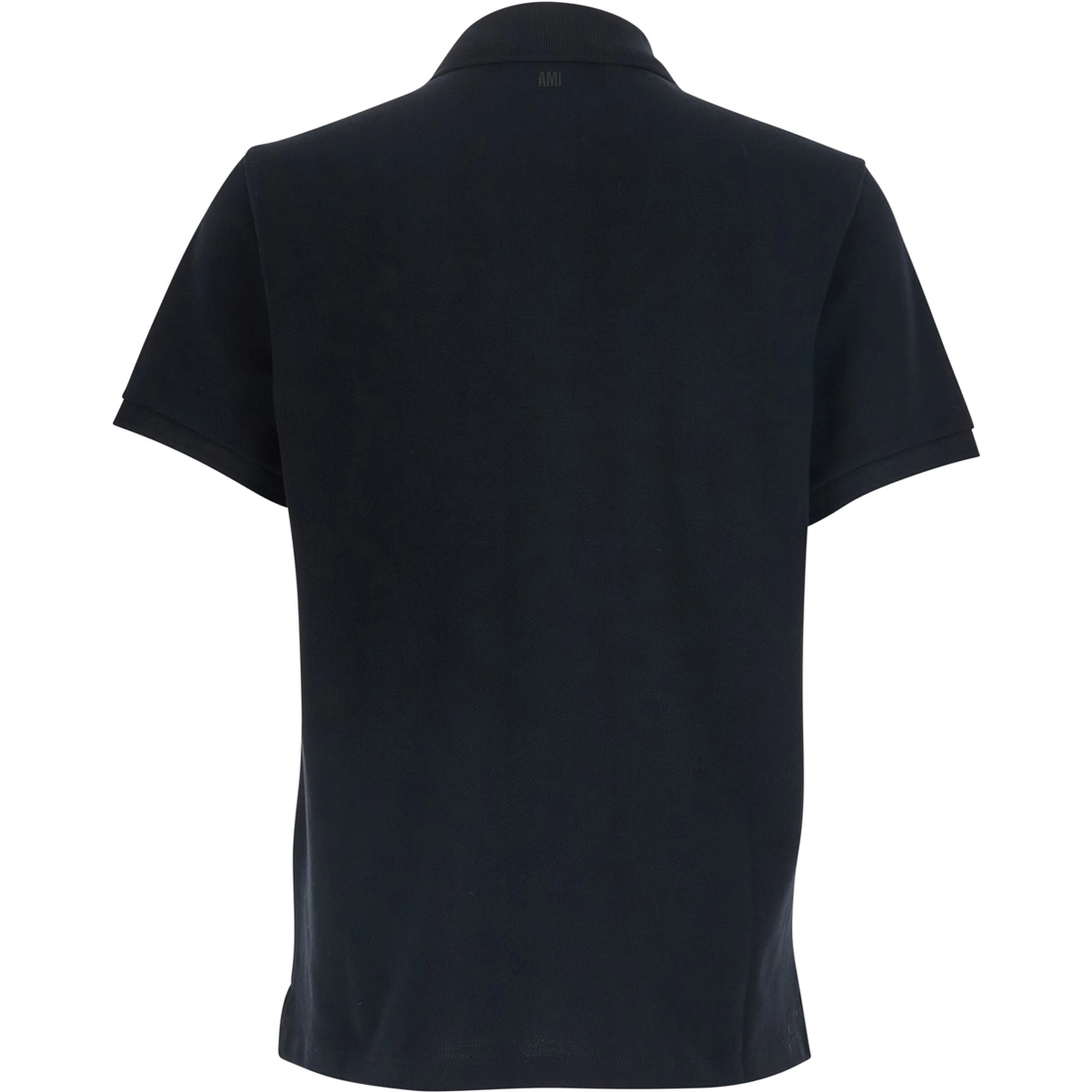 Polo Shirt with AMI DE COEUR logo embroidered on the front in Black Cotton for Men
