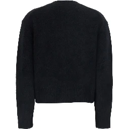 Remus Black Cardigan with round neck and button closure in Blend Wool women