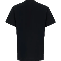 black Crew neck T-shirt with logo patch on the front in cotton for men