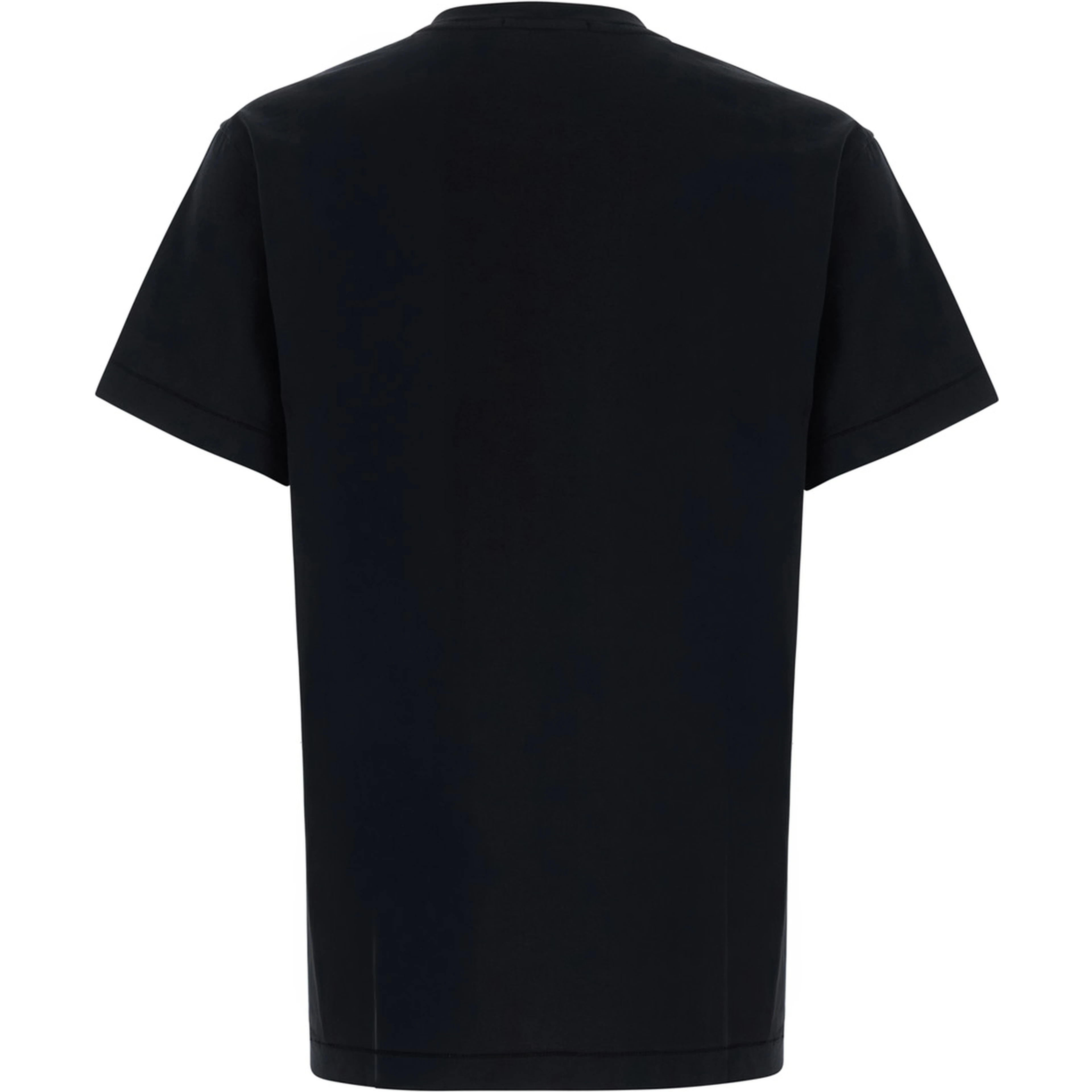 black Crew neck T-shirt with logo patch on the front in cotton for men
