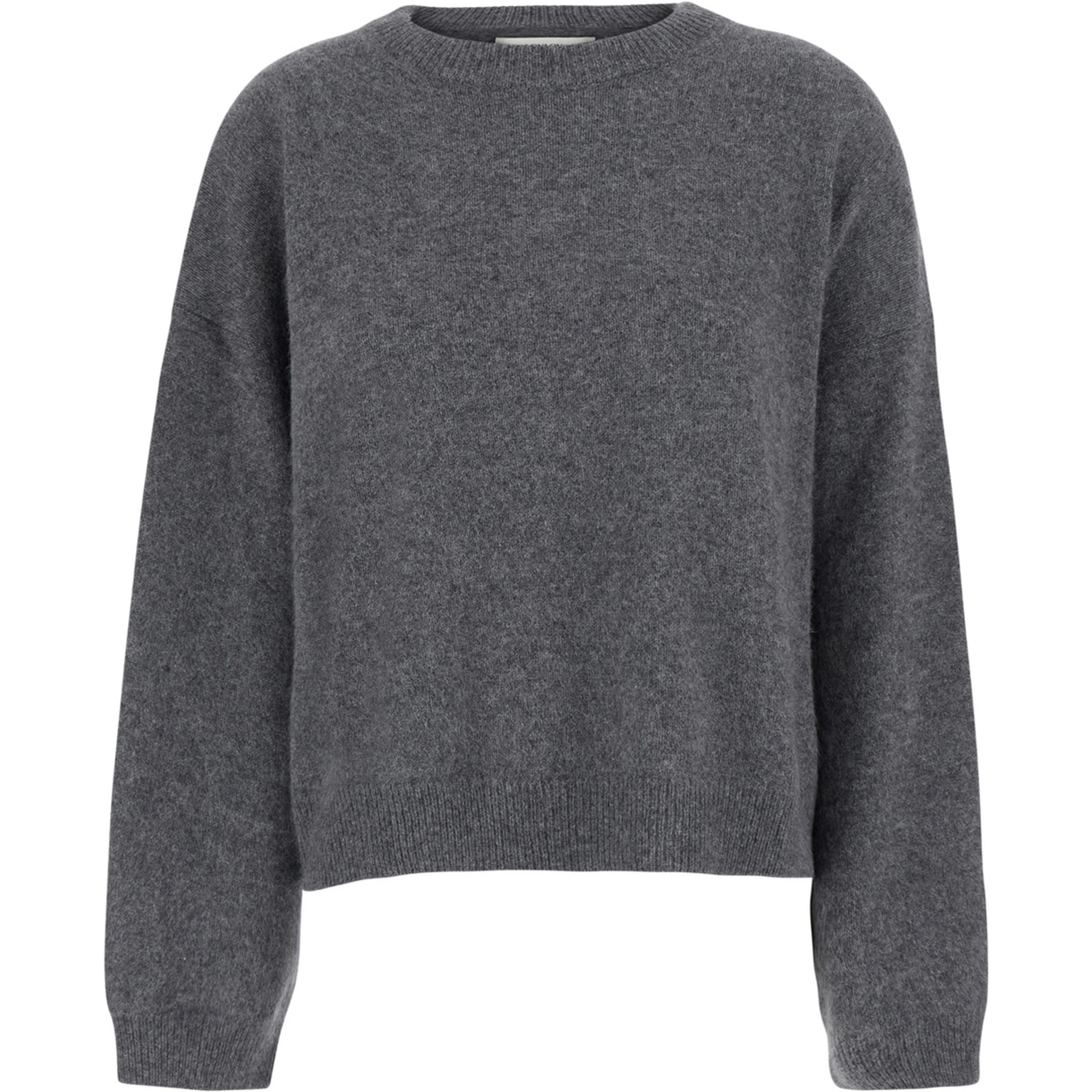 Tristan Gray Sweater with round neck and Dropped shoulders in blend wool women